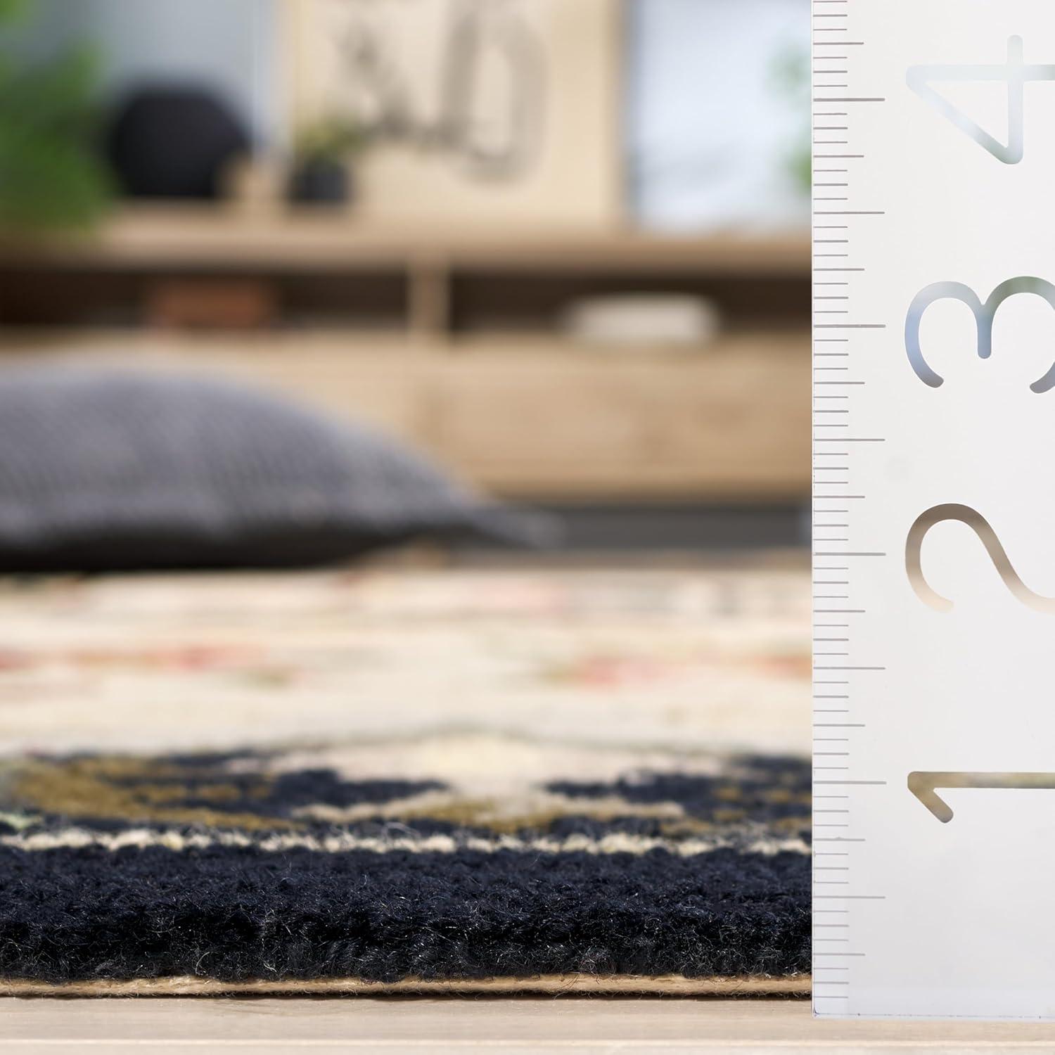 SAFAVIEH Chelsea Elinor Rooster Novelty Wool Area Rug, Ivory/Black, 2'6" x 5' Semicircle