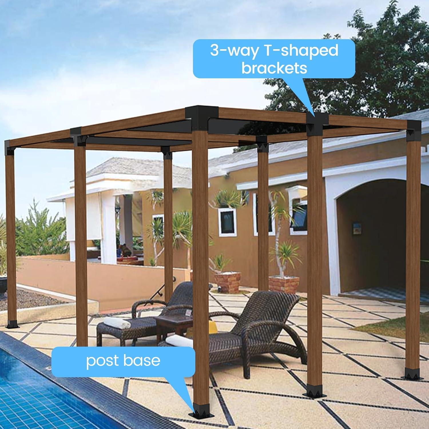 Pergola Kit Elevated Wood Stand Kit Woodwork for 4"x 4" (Actual 3.5" x 3.5"), Wooden Gazebo Kit for 3-Way Pergola Brackets with Pergola Base Brackets - Includes Screws