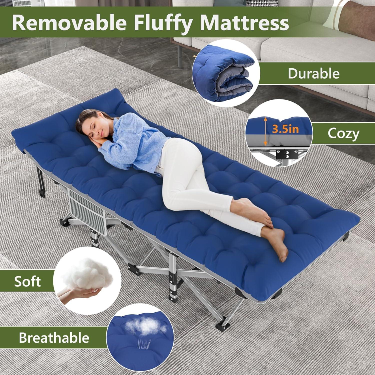 Suteck Folding Camping Cot Portable Outdoor Heavy Duty Sleeping Cot with Mattress and Carry Bag