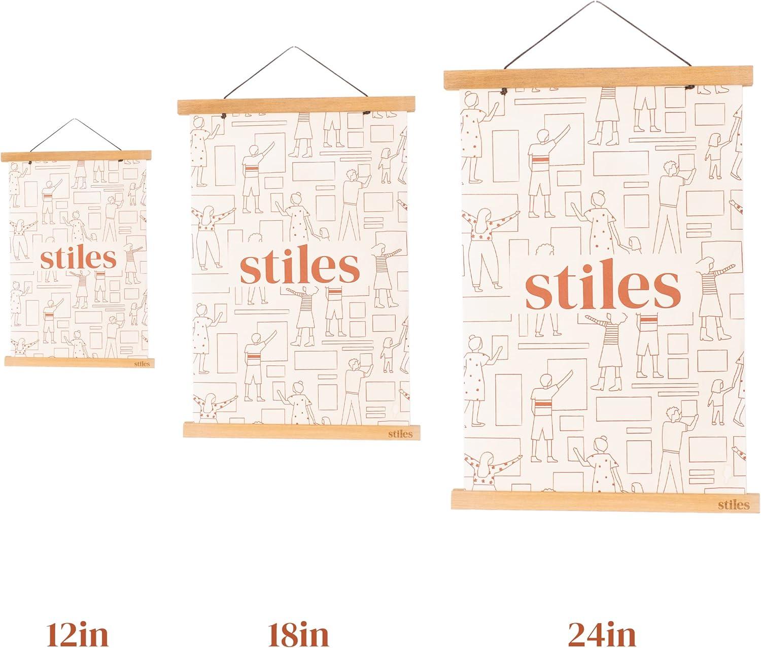 Stiles Magnetic Picture Frame, Wooden Poster Hanger with Adjustable String for Artworks and Photos, 12 Inches