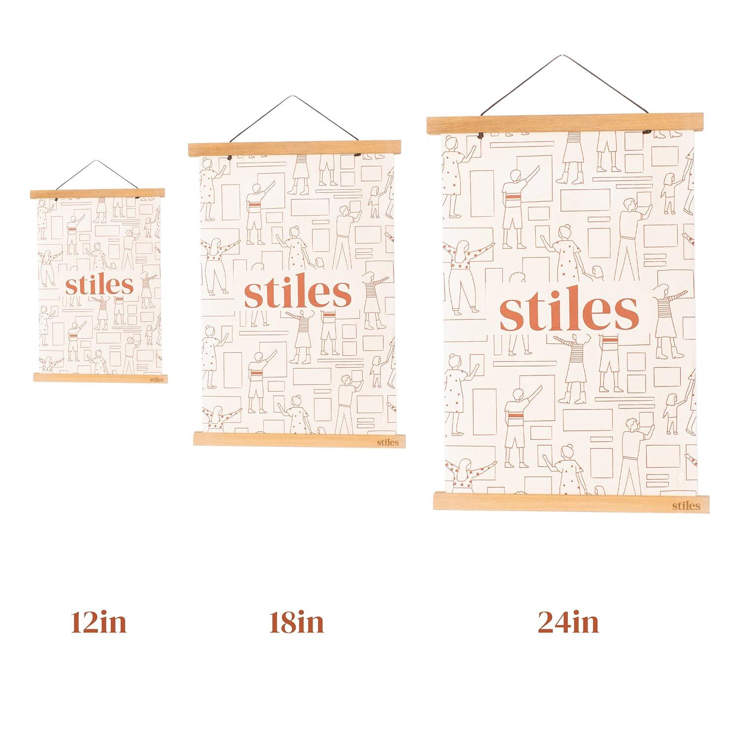 Stiles Magnetic Picture Frame, Wooden Poster Hanger with Adjustable String for Artworks and Photos, 12 Inches