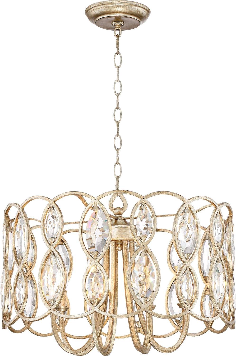 Possini Euro Design Bellmont Silver Leaf Chandelier 22 1/2" Wide Modern Clear Crystal 8-Light Fixture for Dining Room House Kitchen Entryway Bedroom