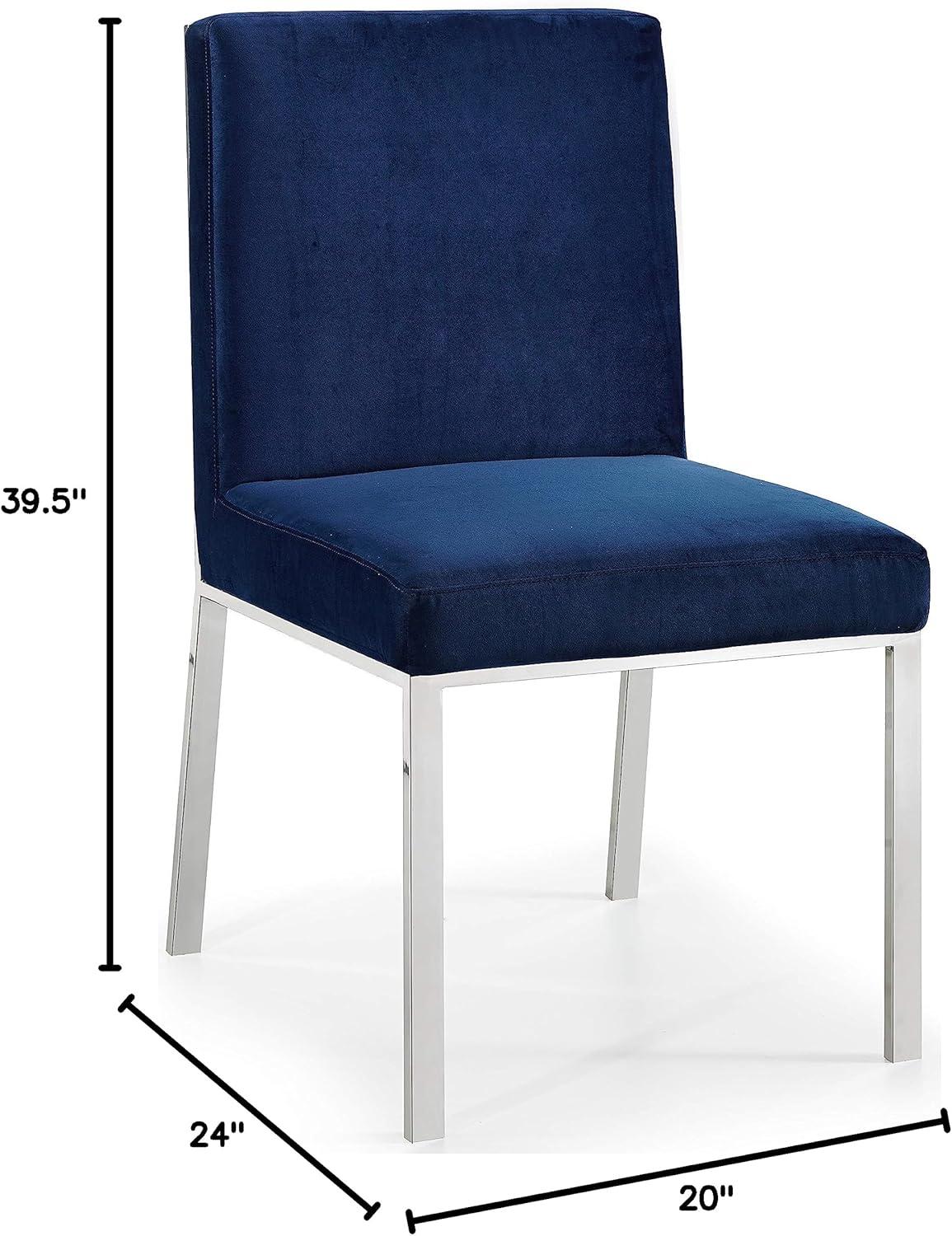 Opal Navy Velvet Upholstered Dining Chair with Metal Base