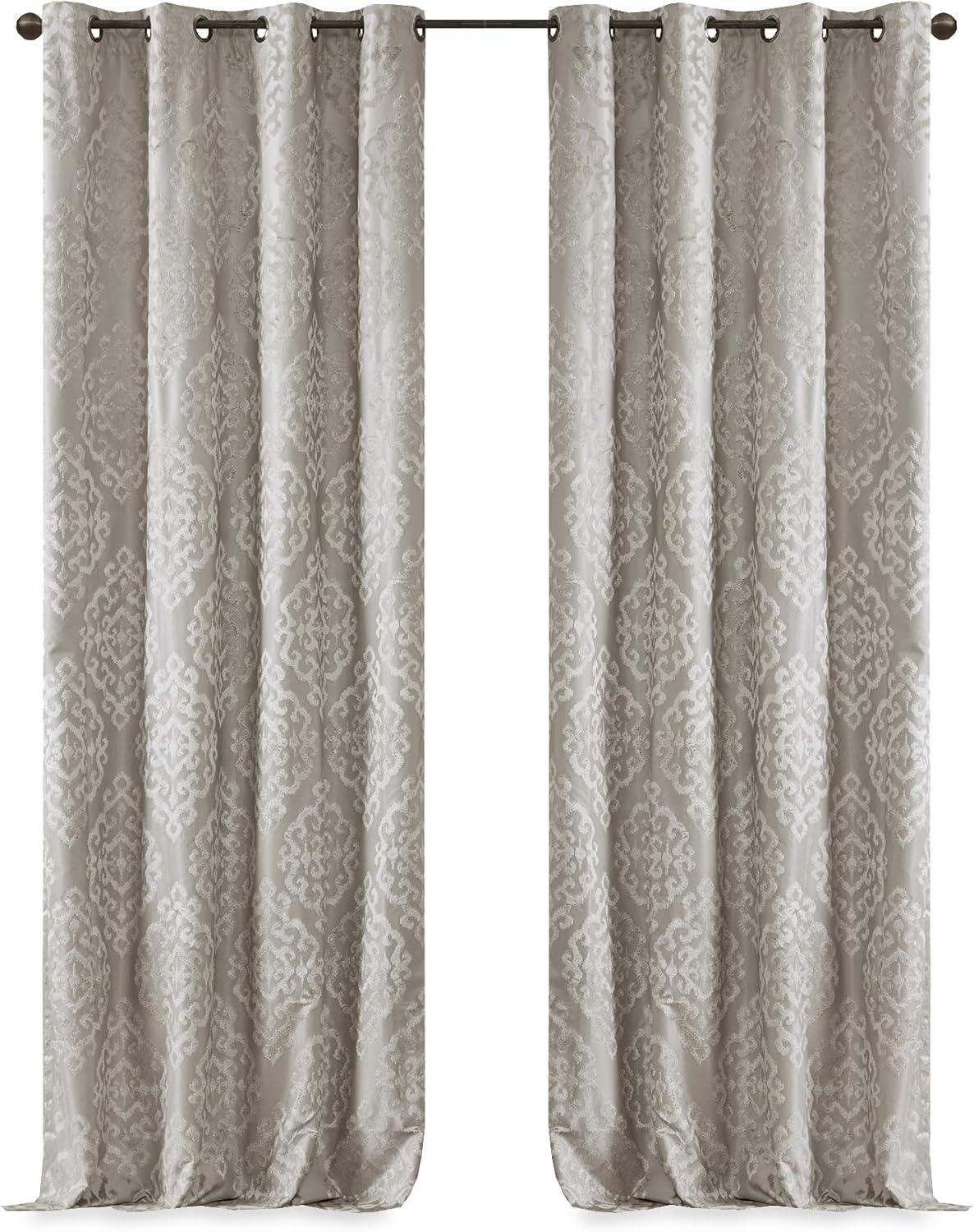 Gray Polyester Blackout Grommet Top Curtain Panel