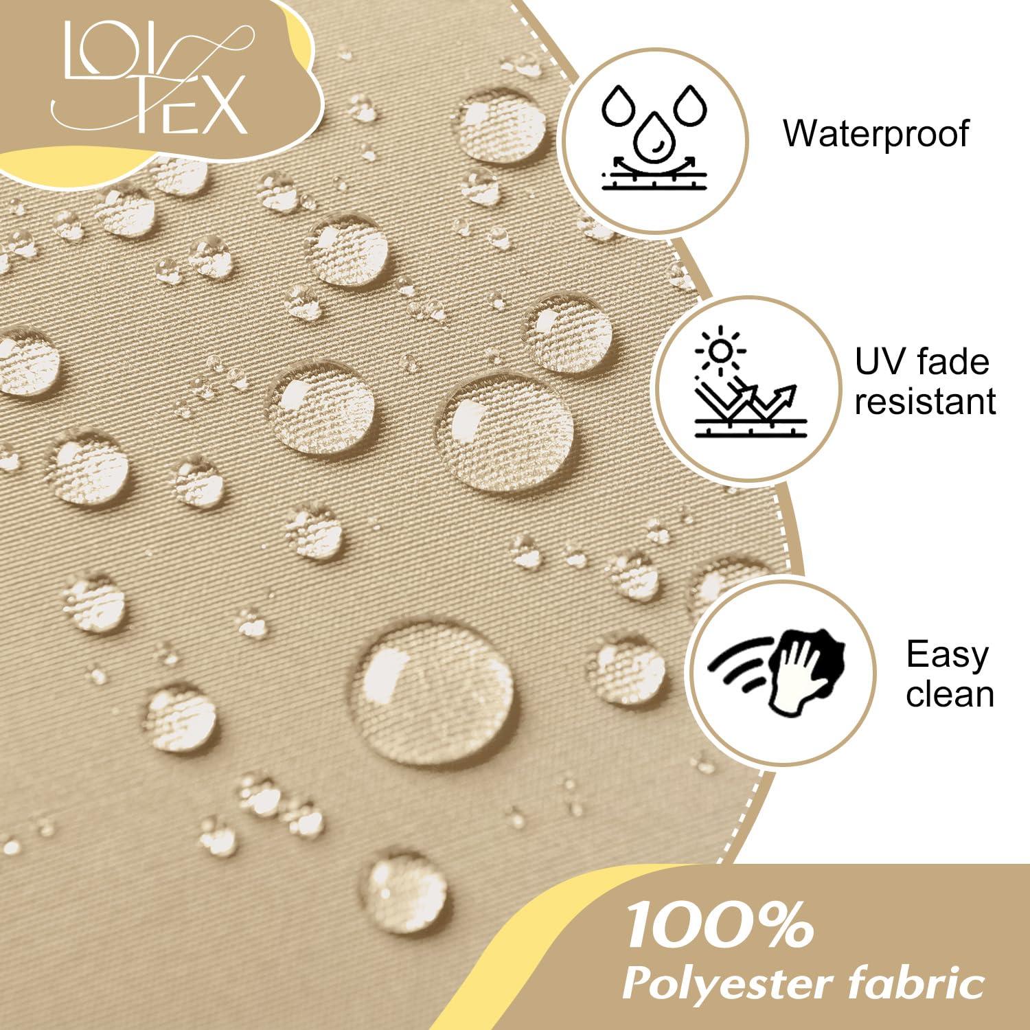 LOVTEX Outdoor Chair Cushions Set of 4, Waterproof Patio Chair Cushions with Ties, 18.5 x 16 x 3 inch, Khaki