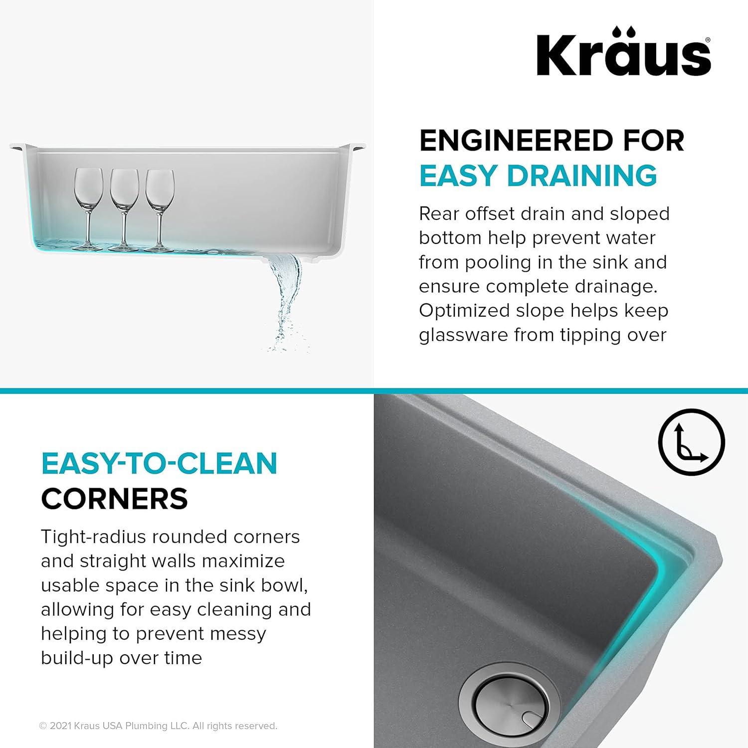 29 in. KRAUS Bellucci Workstation Undermount Granite Composite Single Bowl Kitchen Sink with Accessories