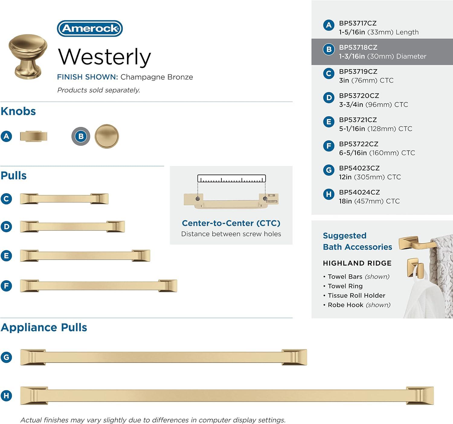 Westerly 1 3/16" Diameter Mushroom Knob