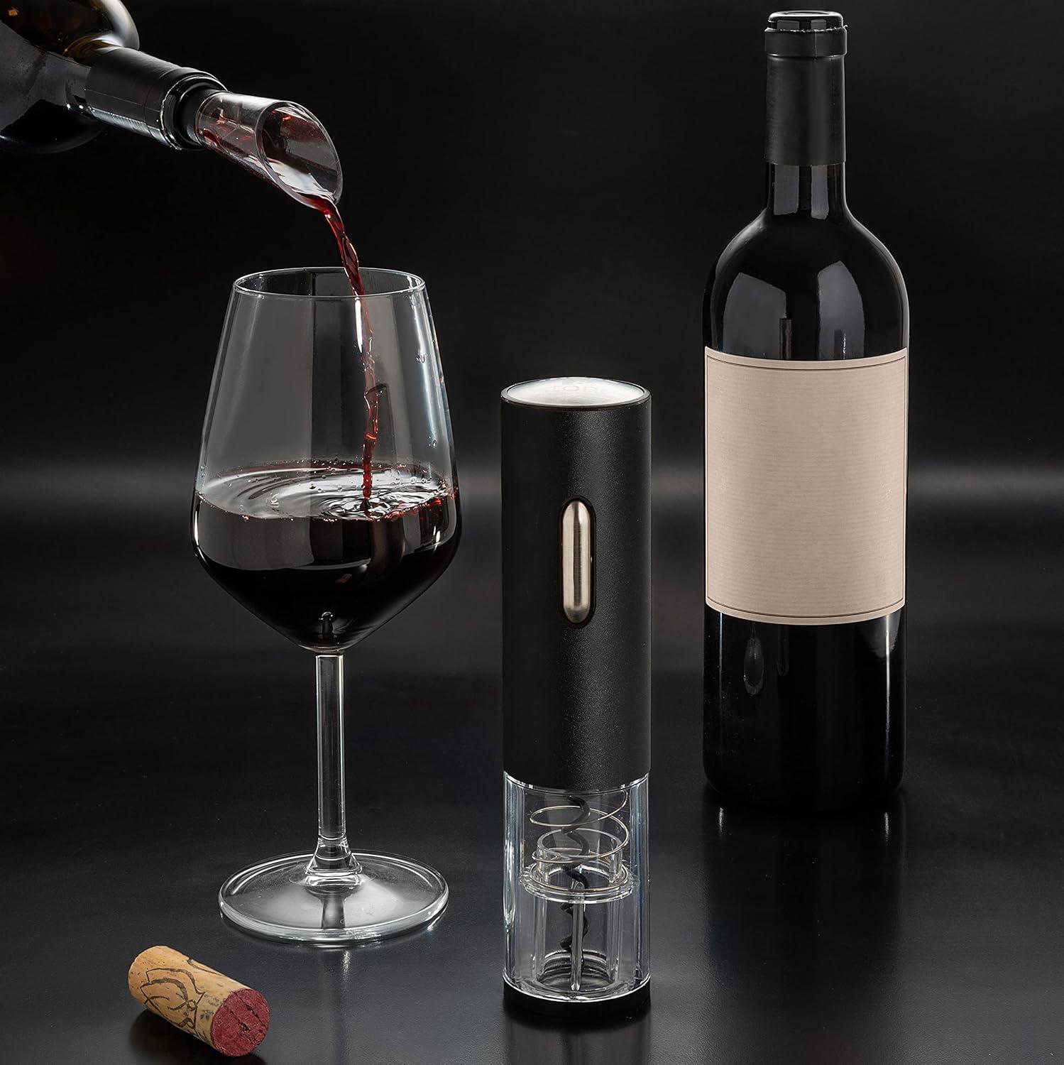 Black Stainless Steel Electric Wine Opener Set with USB Charging