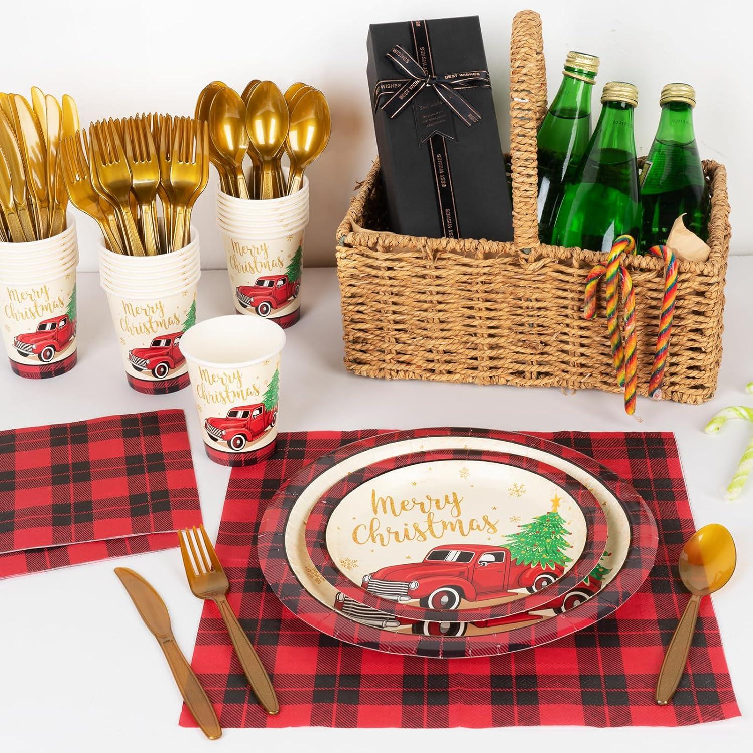 OPTERWQ Disposable Christmas Flatware Set