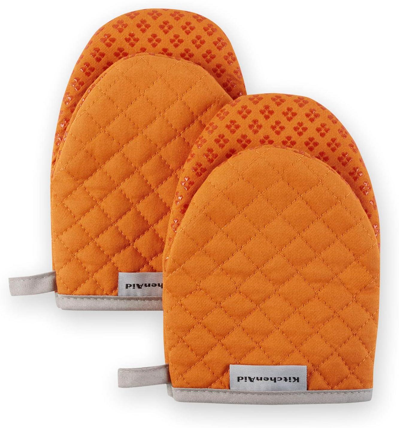 Honey Orange Silicone Mini Oven Mitts, 2-Pack