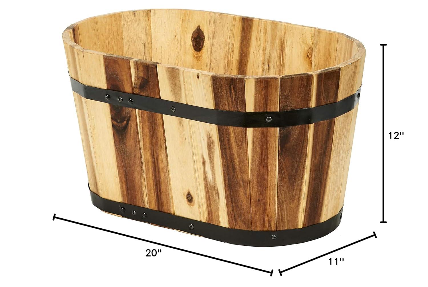 Worth Imports Inc 8" Nested Oval Wood Barrel Planter - 8