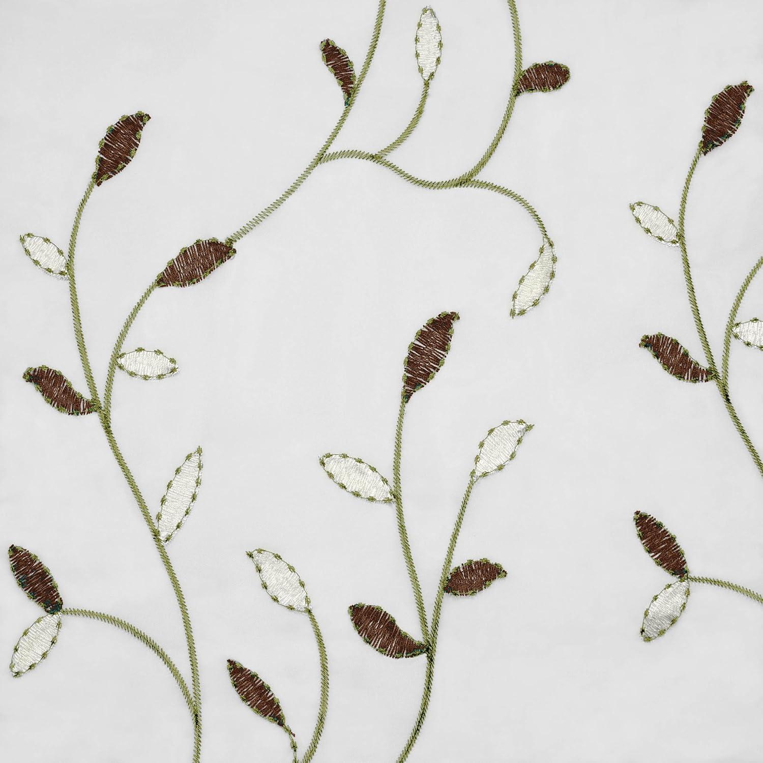 Grommet Curtain Panel, Embroidered Sheer Extra-Wide, Brown 54" x 84"