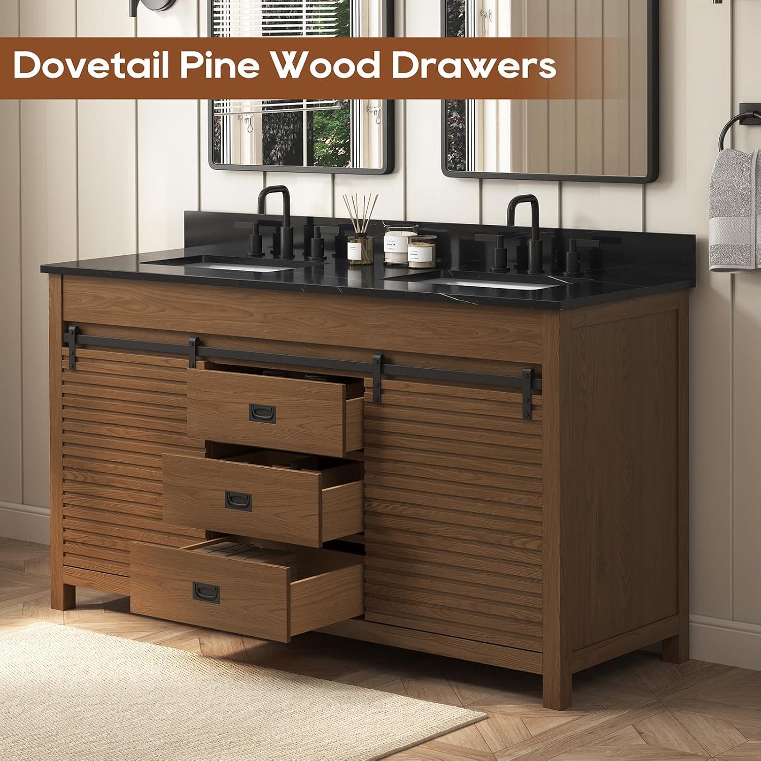 Richfield 60-inch White Painted Freestanding Double Sink Bathroom Vanity