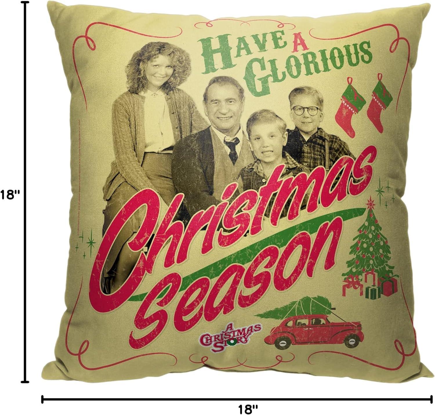 Warner Bros. A Christmas Story Glorious Christmas Season Throw Pillow 18x18 Inches
