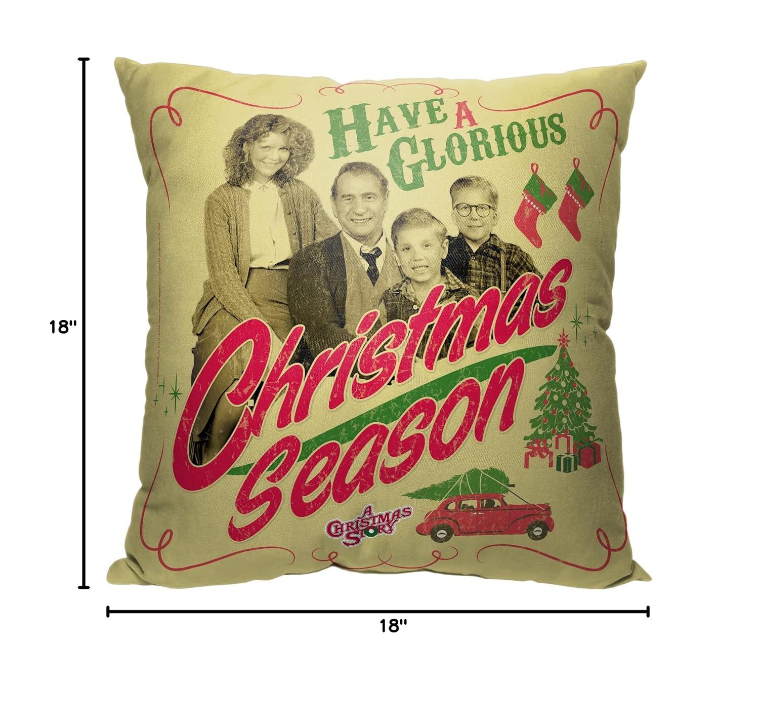 Warner Bros. A Christmas Story Glorious Christmas Season Throw Pillow 18x18 Inches