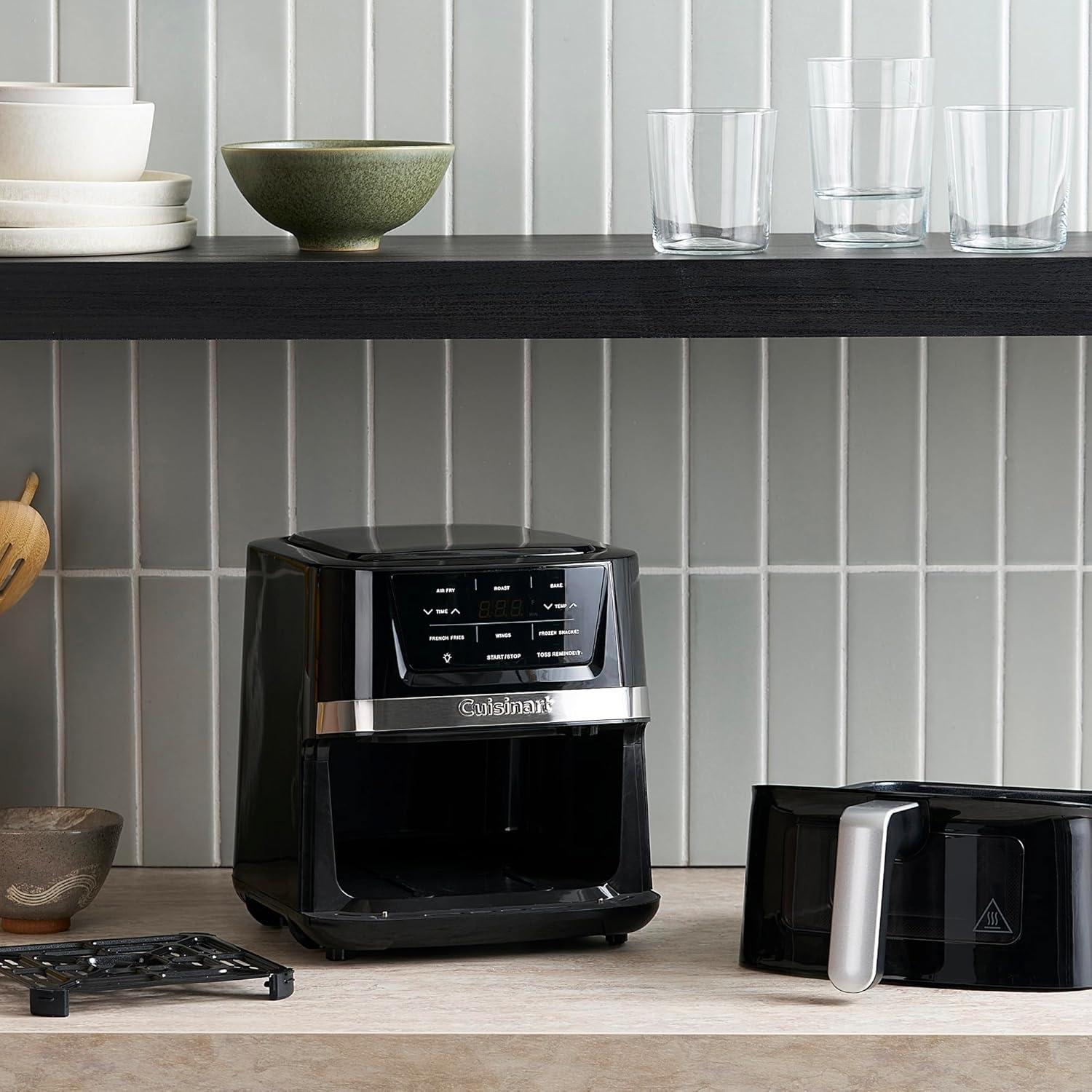 Cuisinart 2.6qt Basket Air Fryer Black/Stainless Steel Finish AIR-80: 1100W, Cool Touch Handle, Dishwasher-Safe Parts
