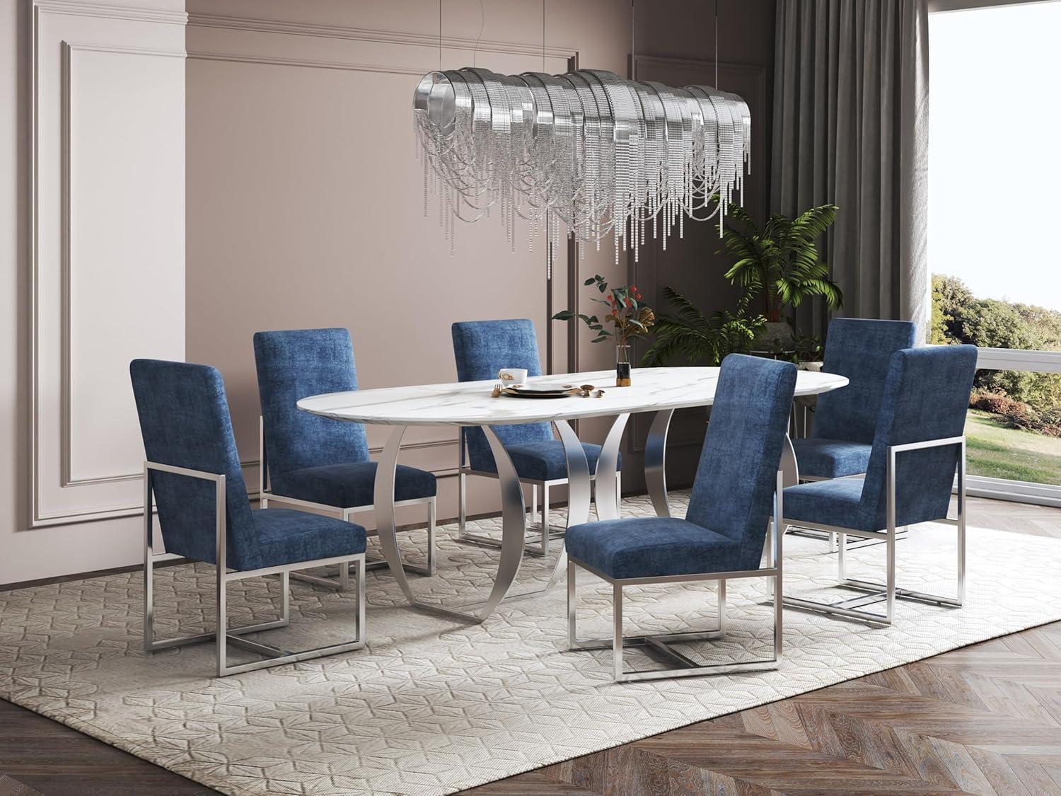 Element Velvet Upholstered Metal Side Chair
