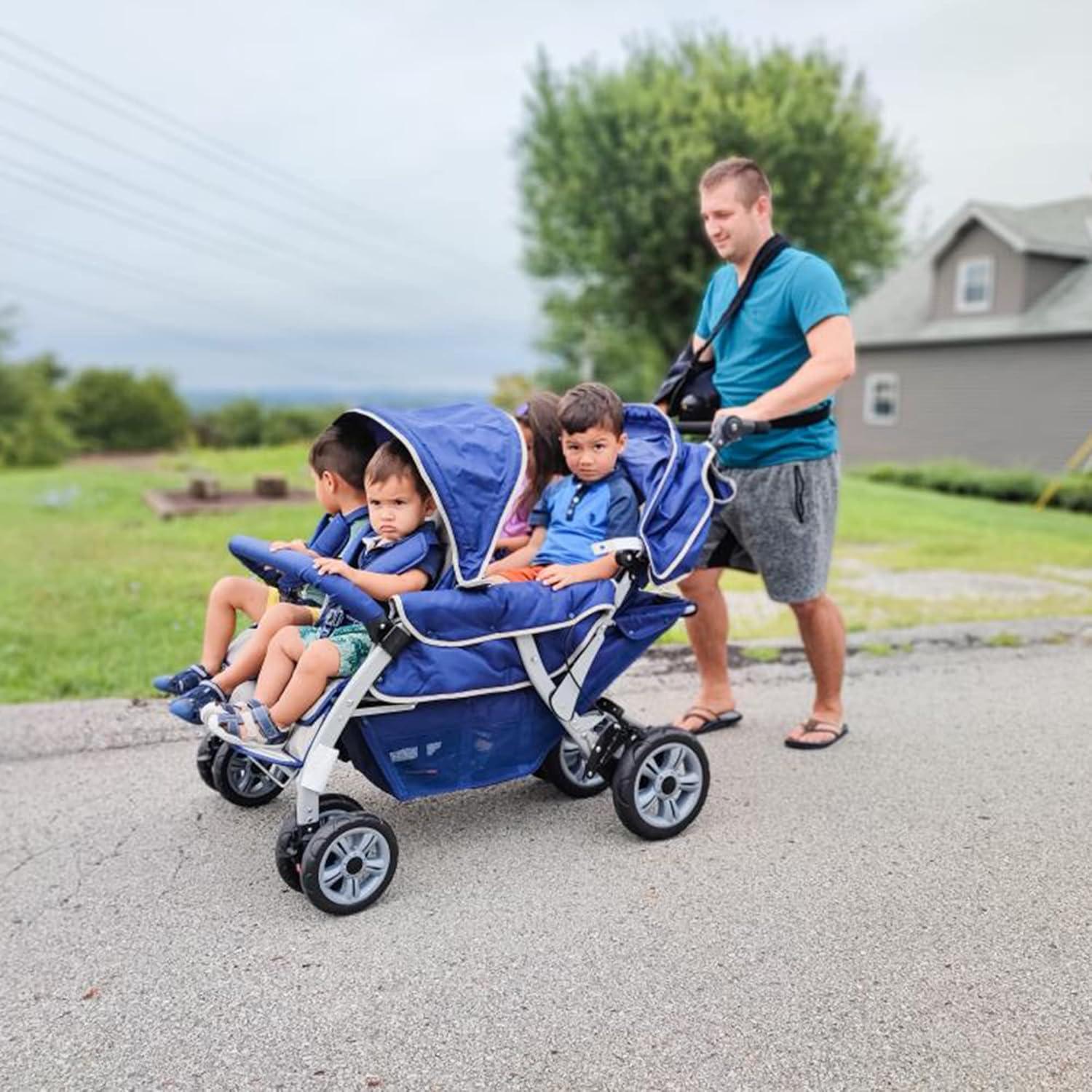 Blue Steel Quad All-Terrain Folding Stroller