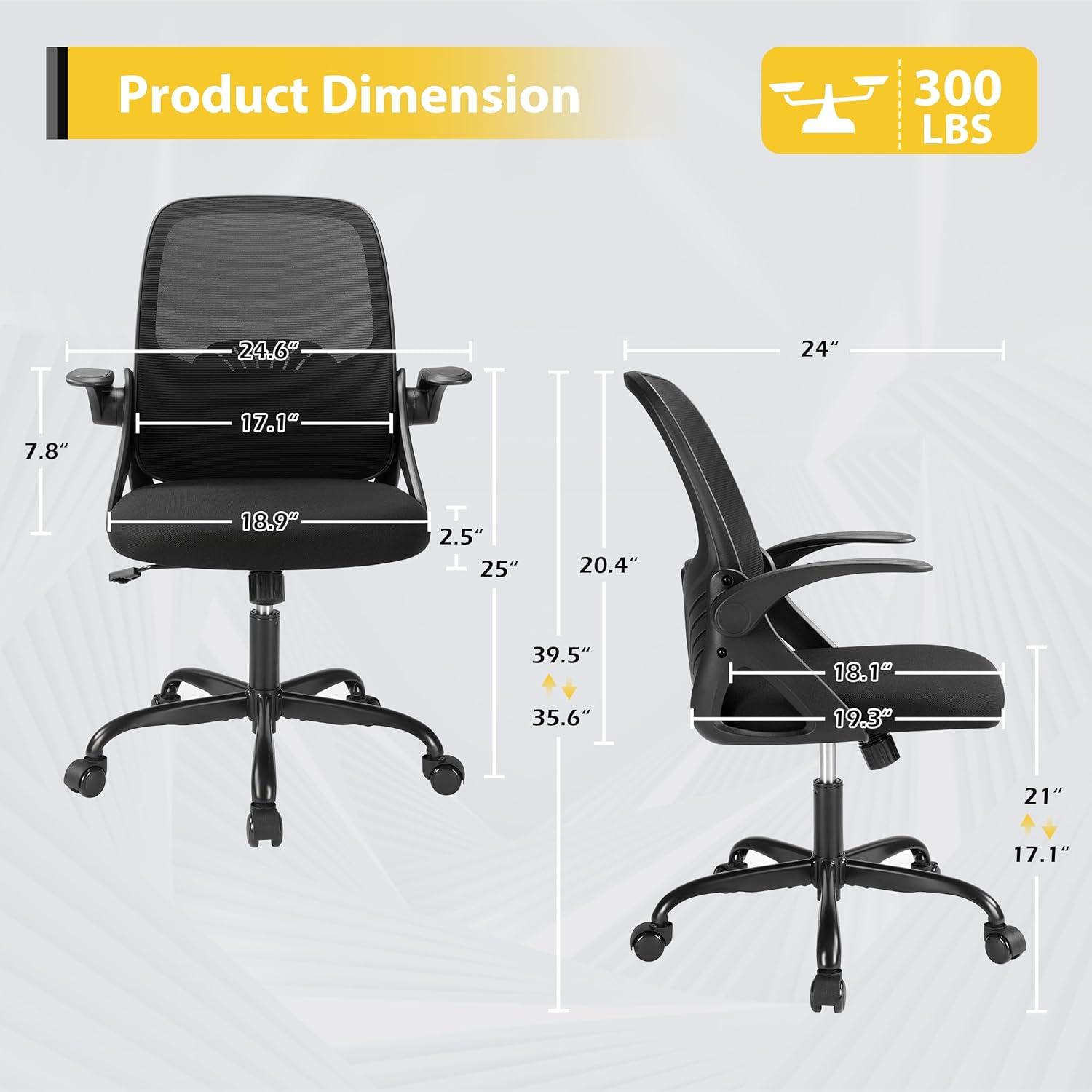 Black Mesh Mid-Back Ergonomic Swivel Task Chair