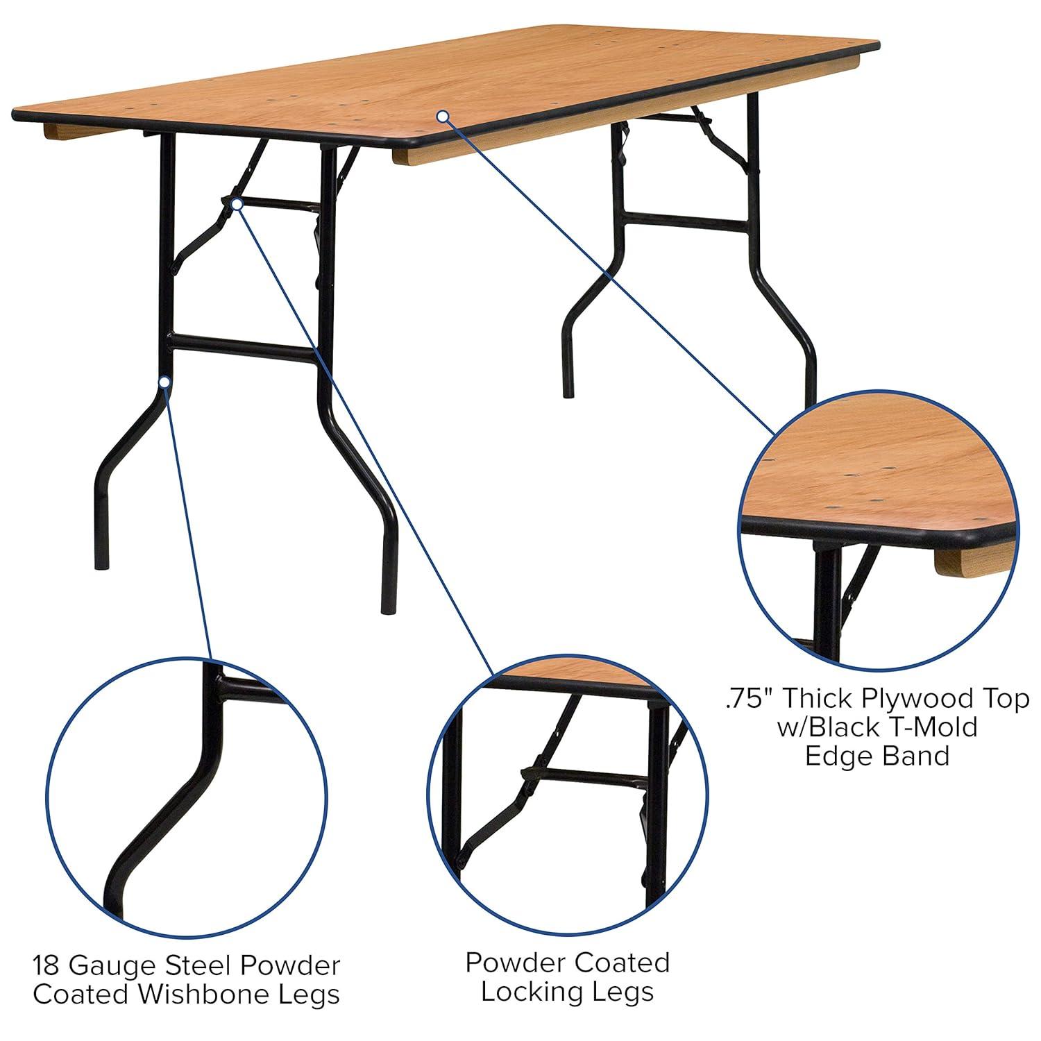 Flash Furniture Wofford Rectangular Wooden Folding Training and Event Table