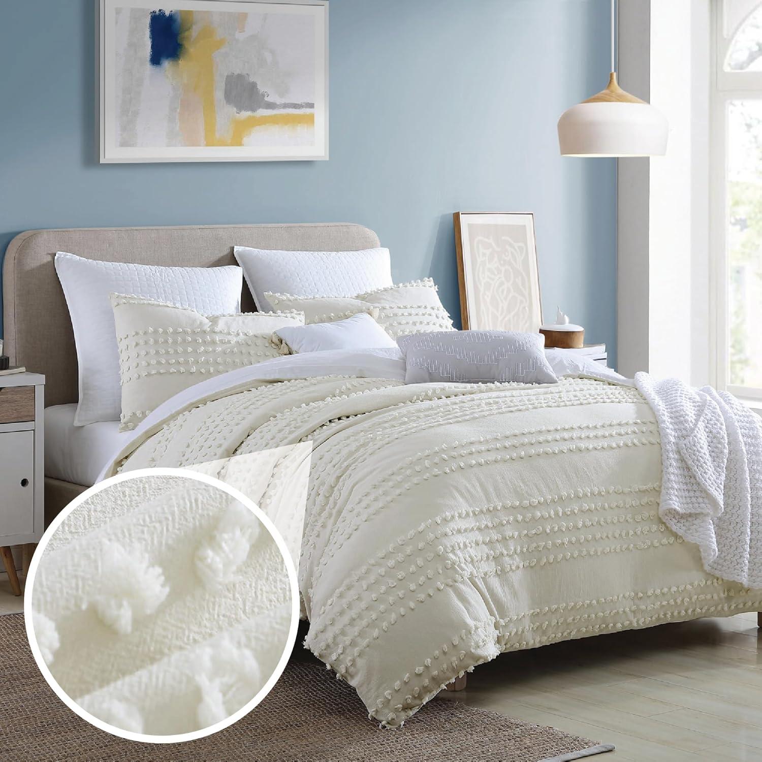 Rukai 100% Cotton Diamond Clip Jacquard 3D Fringe Texture 5-Piece Comforter Set