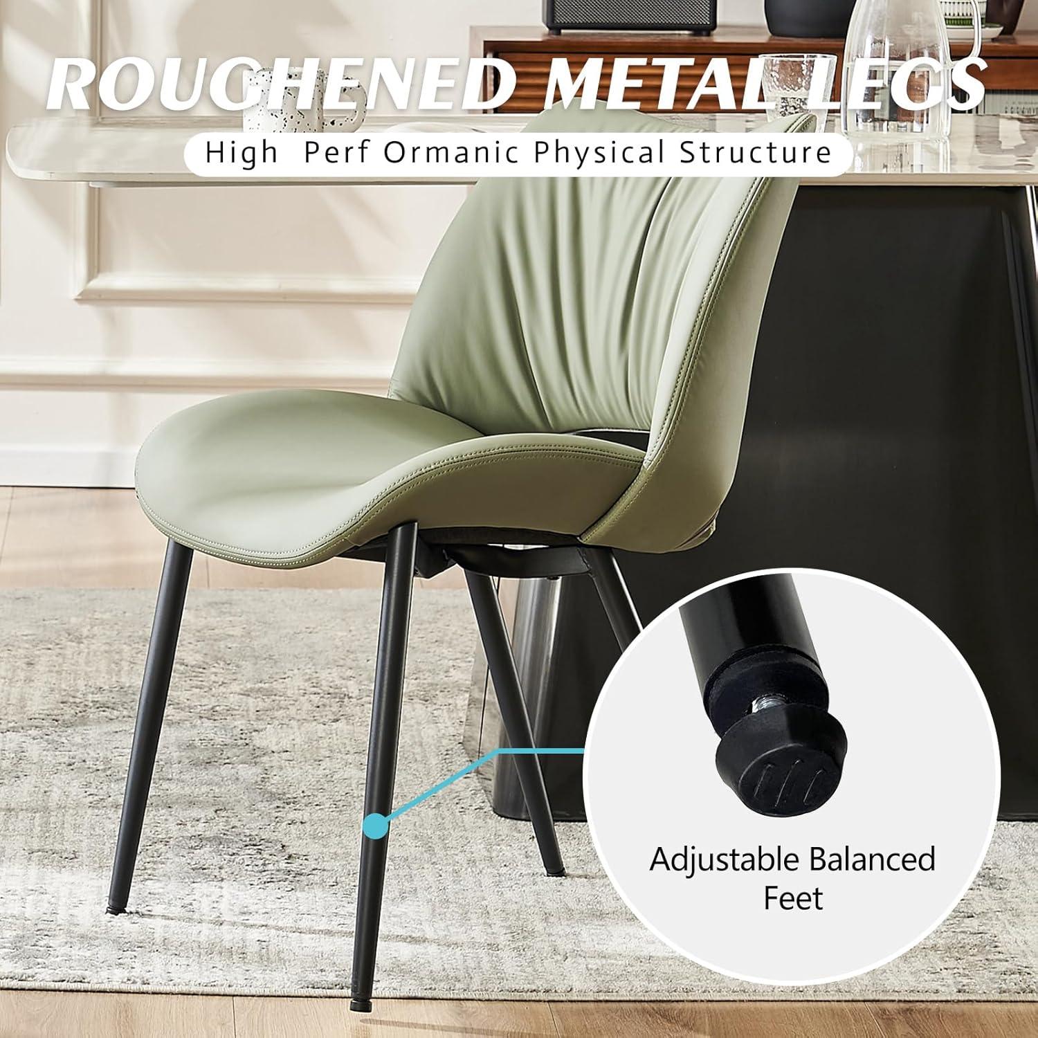 Mackensie Upholstered Dining Chairs Faux Leather Kitchen Chairs with Metal Legs