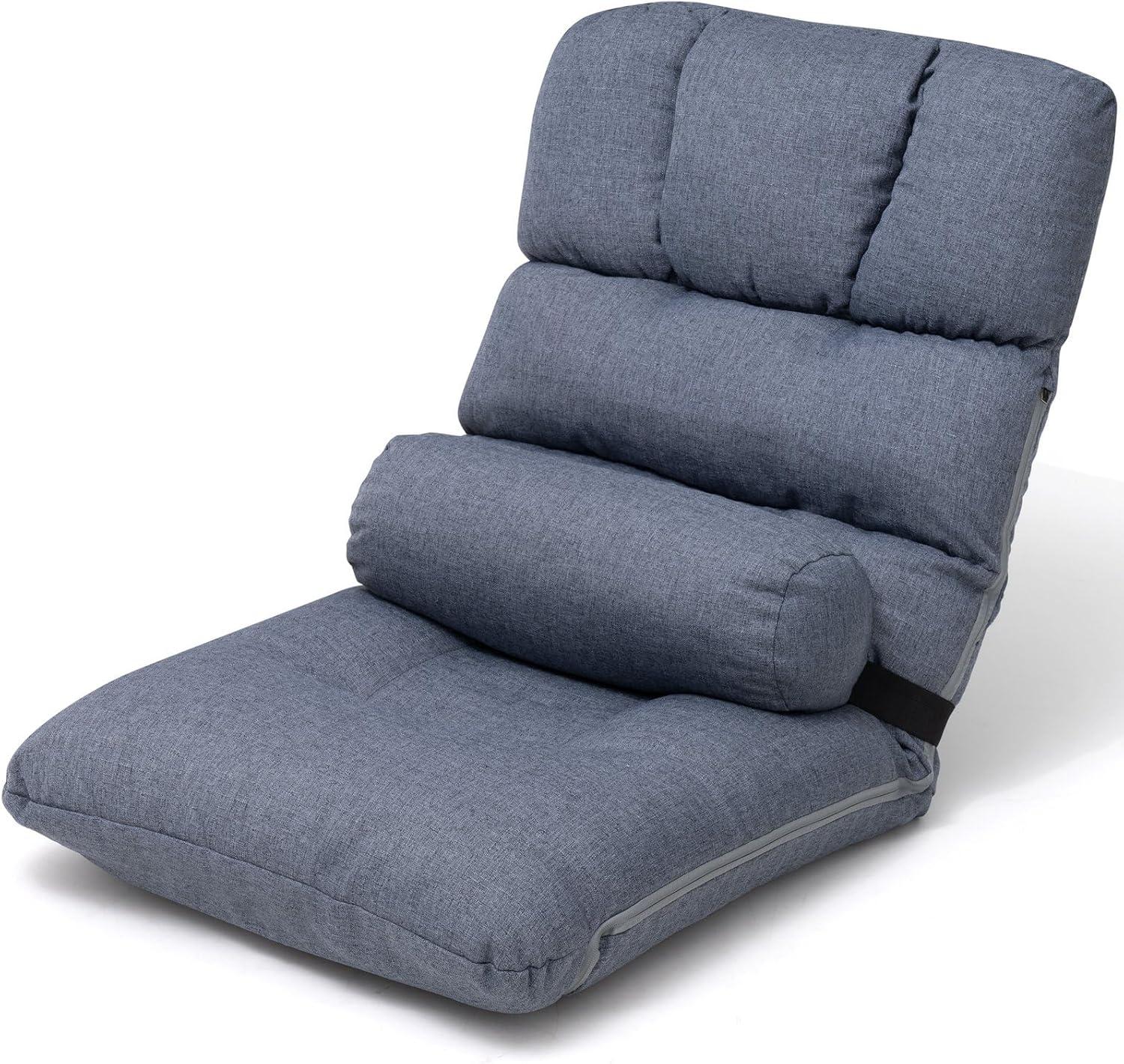 Adjustable Blue Memory Foam Floor Chair with Removable Pillow