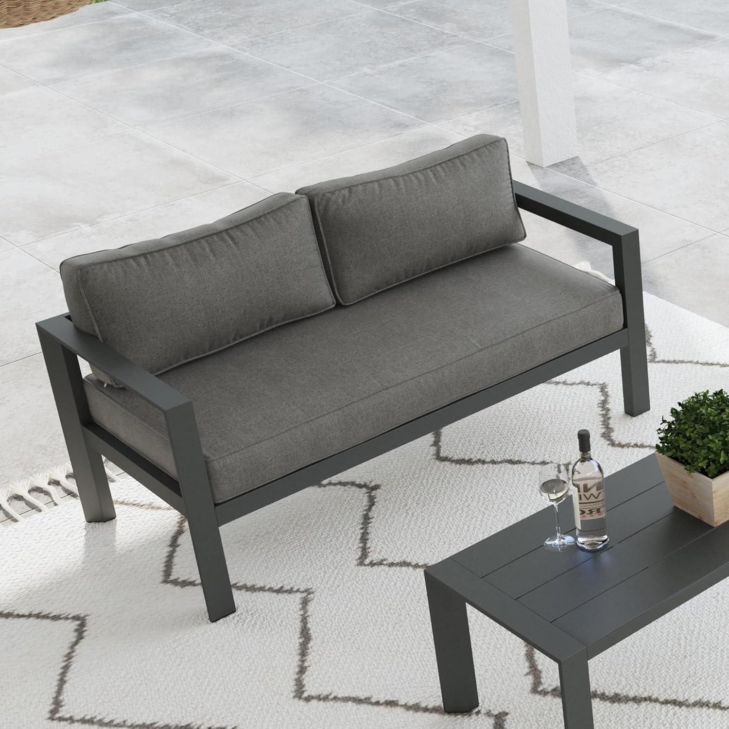 Homestyles Grayton Gray Aluminum Outdoor Loveseat