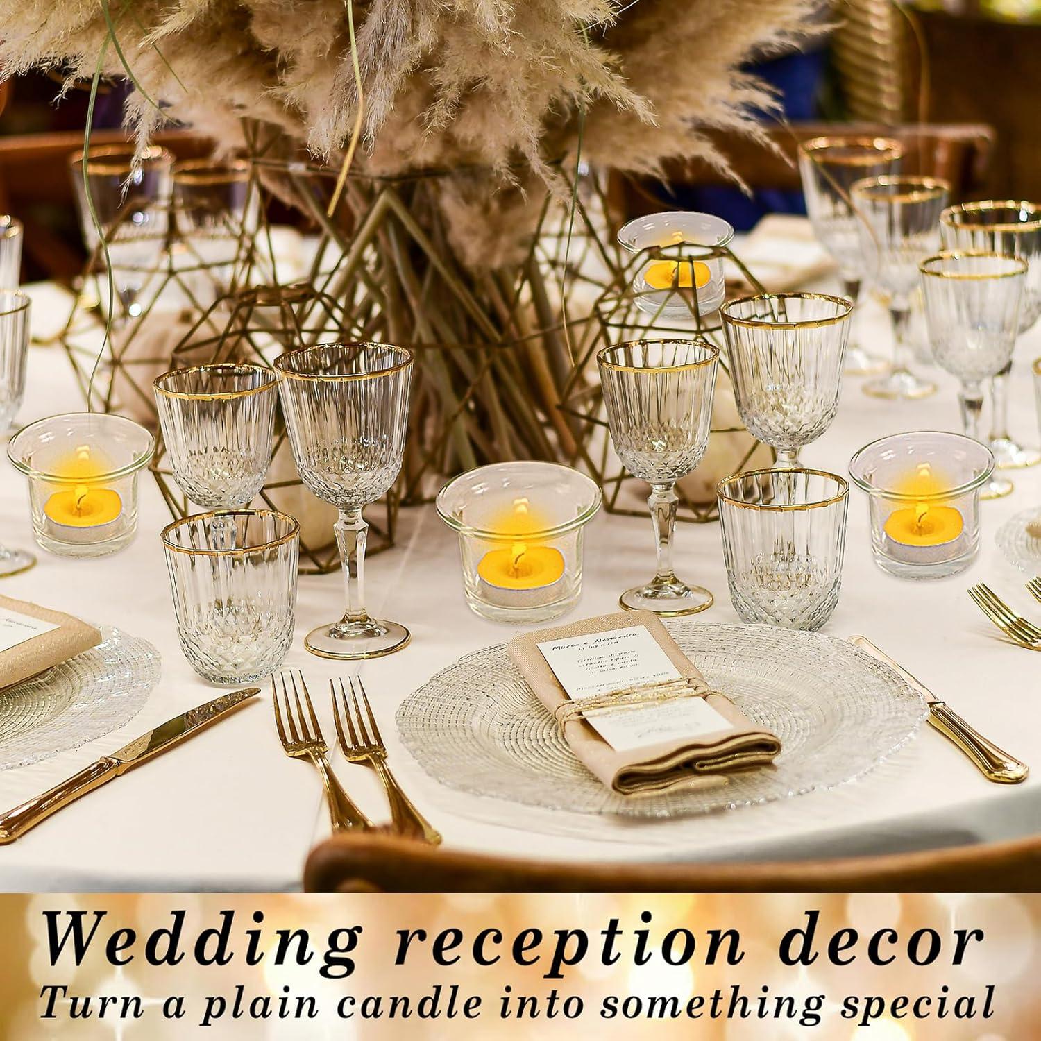 Glass Votive Candle Holders,Tealight Candle Holder for Wedding Holiday Birthday Party Dinner & Home Decor,Set of 12