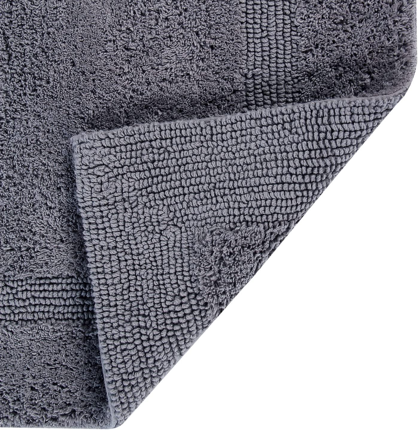 Better Trends Lux 100% Cotton Tufted Solid Reversible Bath Rug Set 3 PC (20" x 20" | 21" x 34" | 20" x 60") - Gray