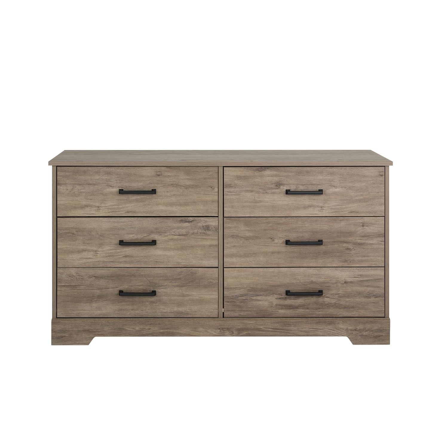 Prepac Rustic Ridge Farmhouse 6 Drawer Bedroom Dresser Brown