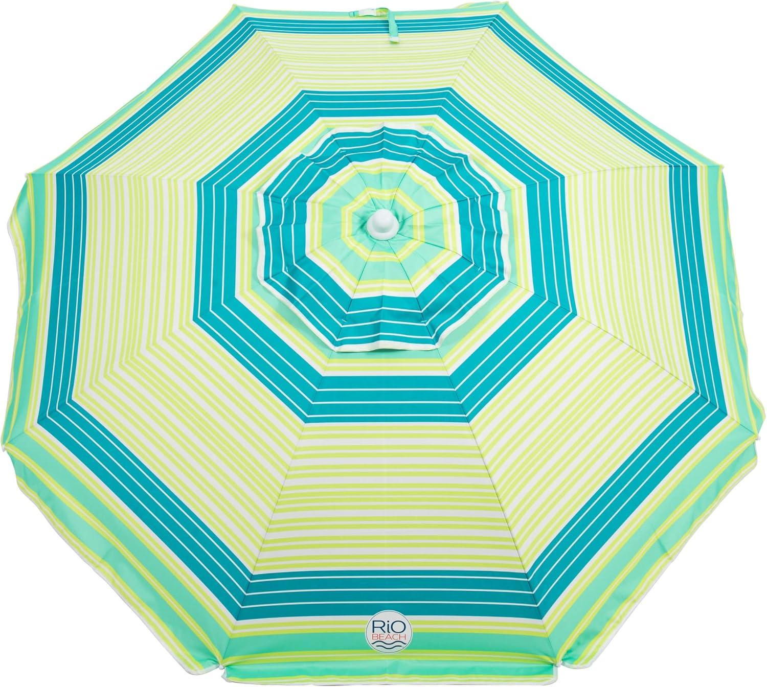 6 ft. Multicolor Beach Umbrella with White Steel Frame