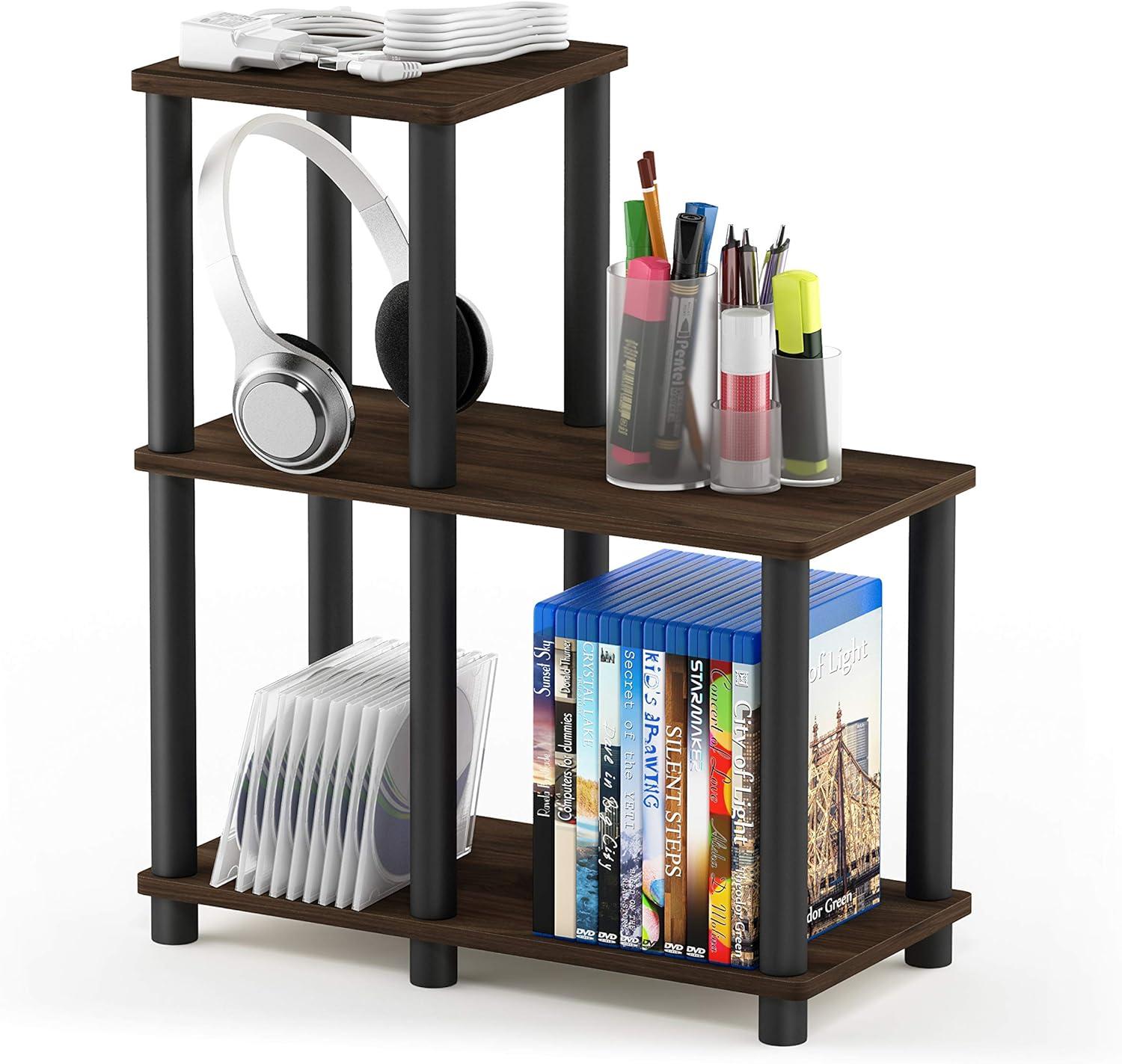 Columbia Walnut and Black Adjustable 3-Shelf Unit