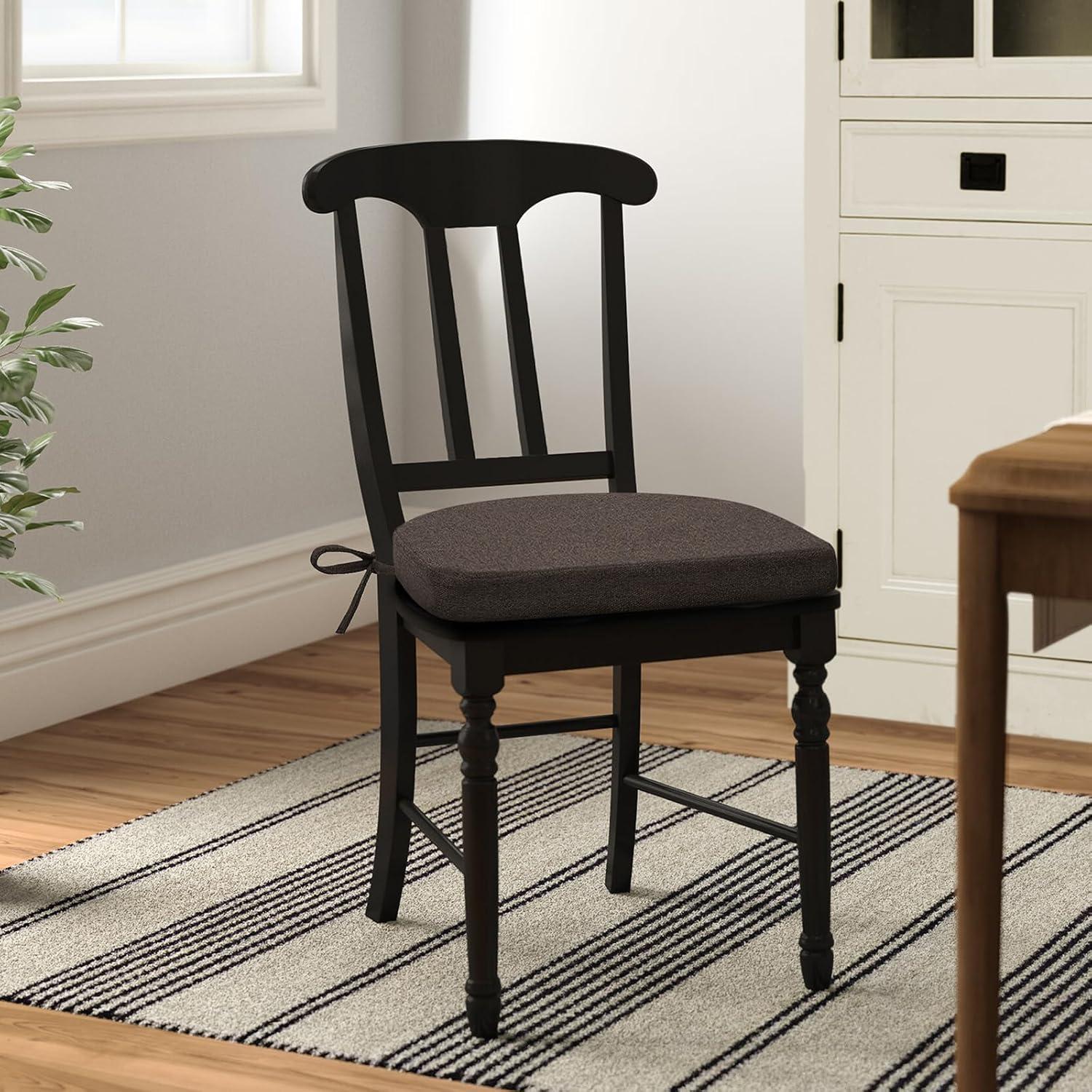 Shinnwa Kitchen Chair Cushions Set of 4, Non-Slip Dining Chair Cushions with Ties and Machine Washable Cover, 4 Pack, 17 x 16.5 x 2in, Dark Brown