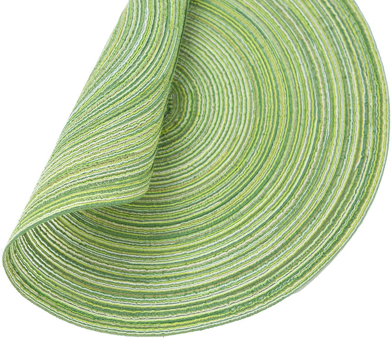 Green Placemats Set of 6 Table Mats for Dining Tables Woven Washable Non-Slip Round Braided Place Mats for Party Holliday