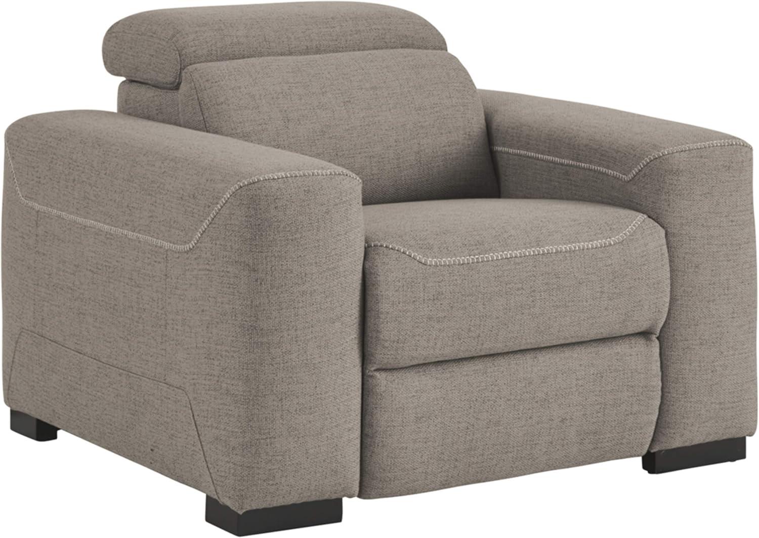 Sleek Taupe Gray 42.75" Contemporary Velvet Power Recliner