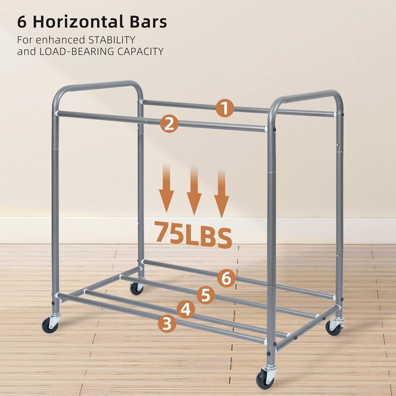 Gray 3-Bag Laundry Sorter with Wheels and Metal Frame