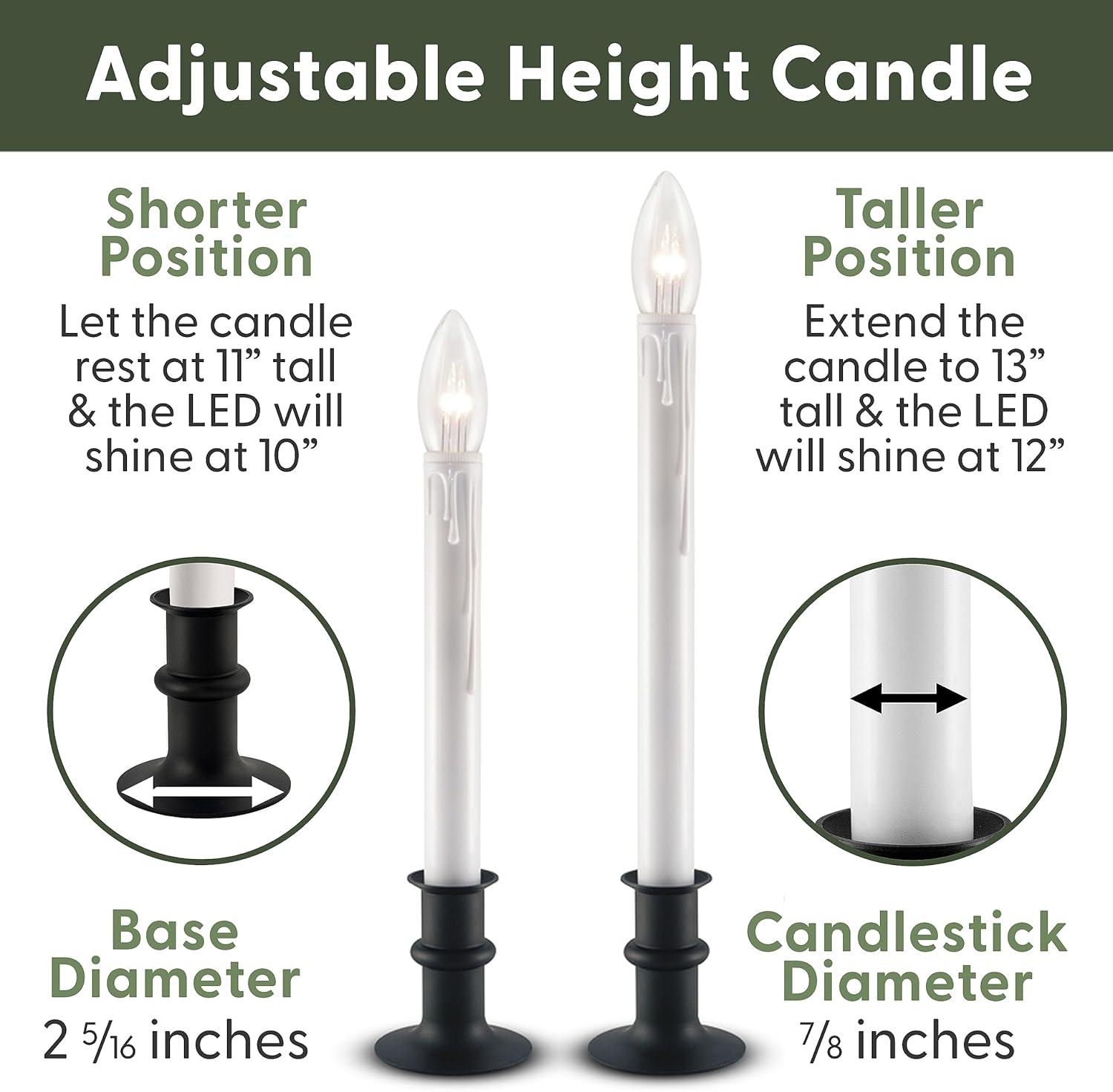 612 Vermont Ultra-Bright LED Christmas Window Candles with Timer, Battery Operated, Metal Base (Antique Bronze)
