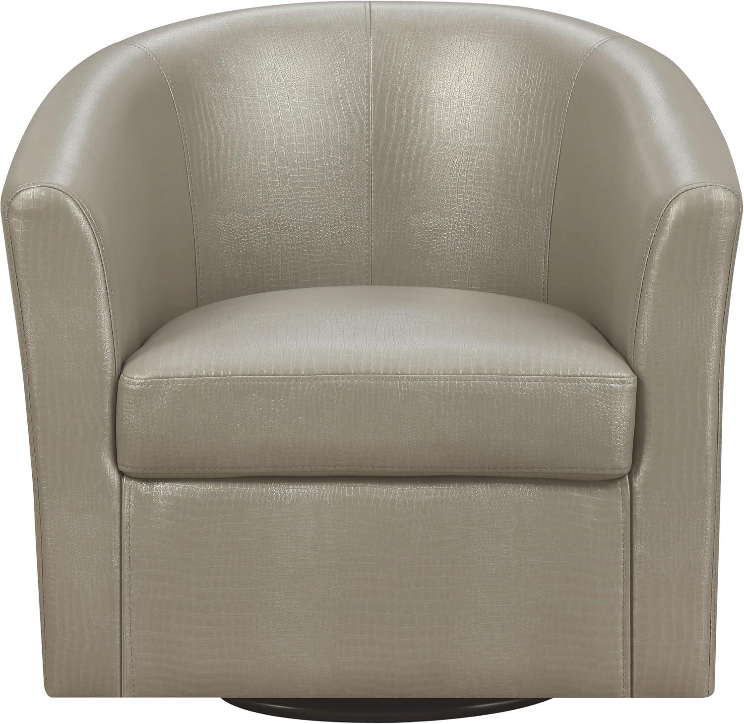 Coaster Contemporary Faux Leather Swivel Accent Chair in Gray