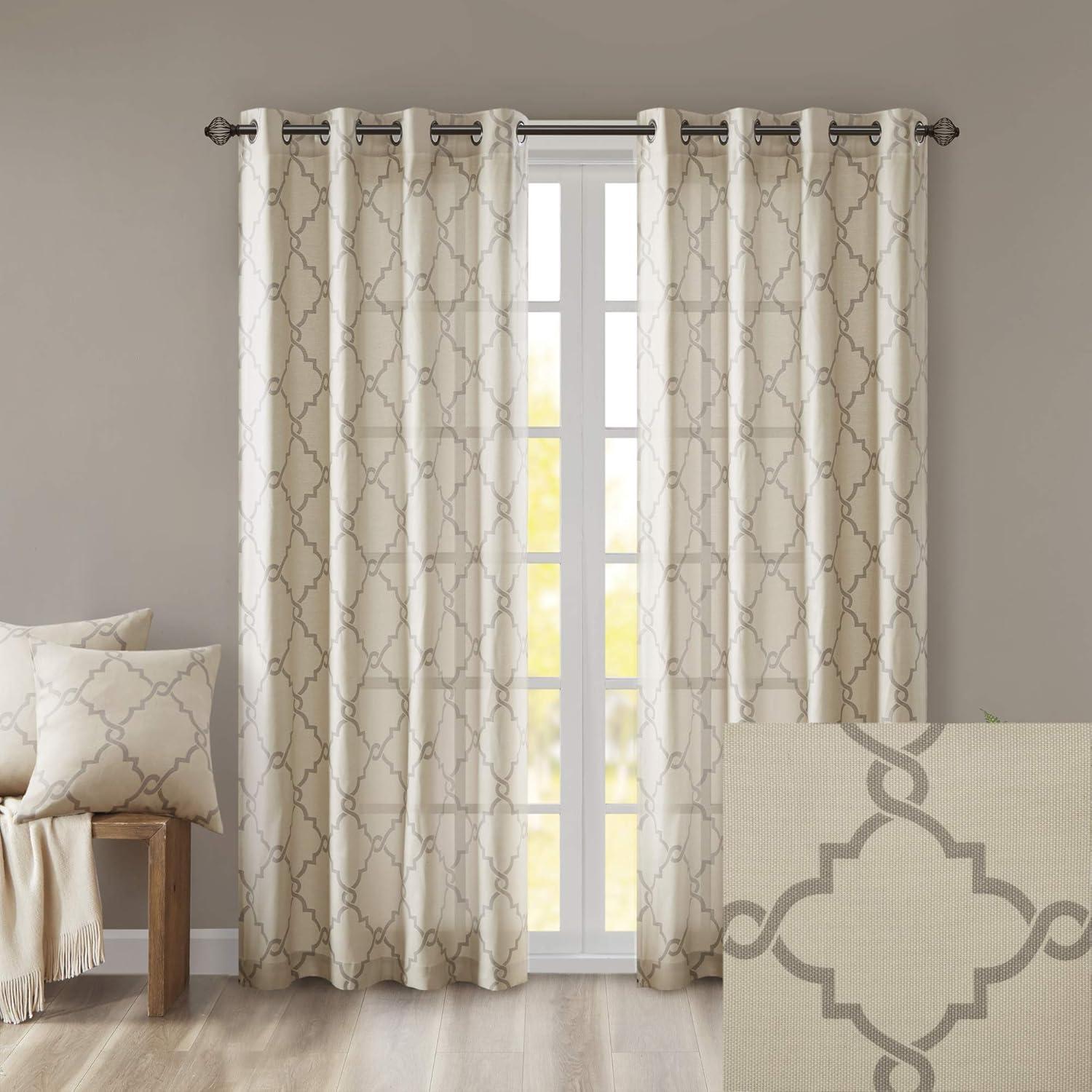 Madison Park Fretwork Print Grommet Top Single Window Curtain Panel