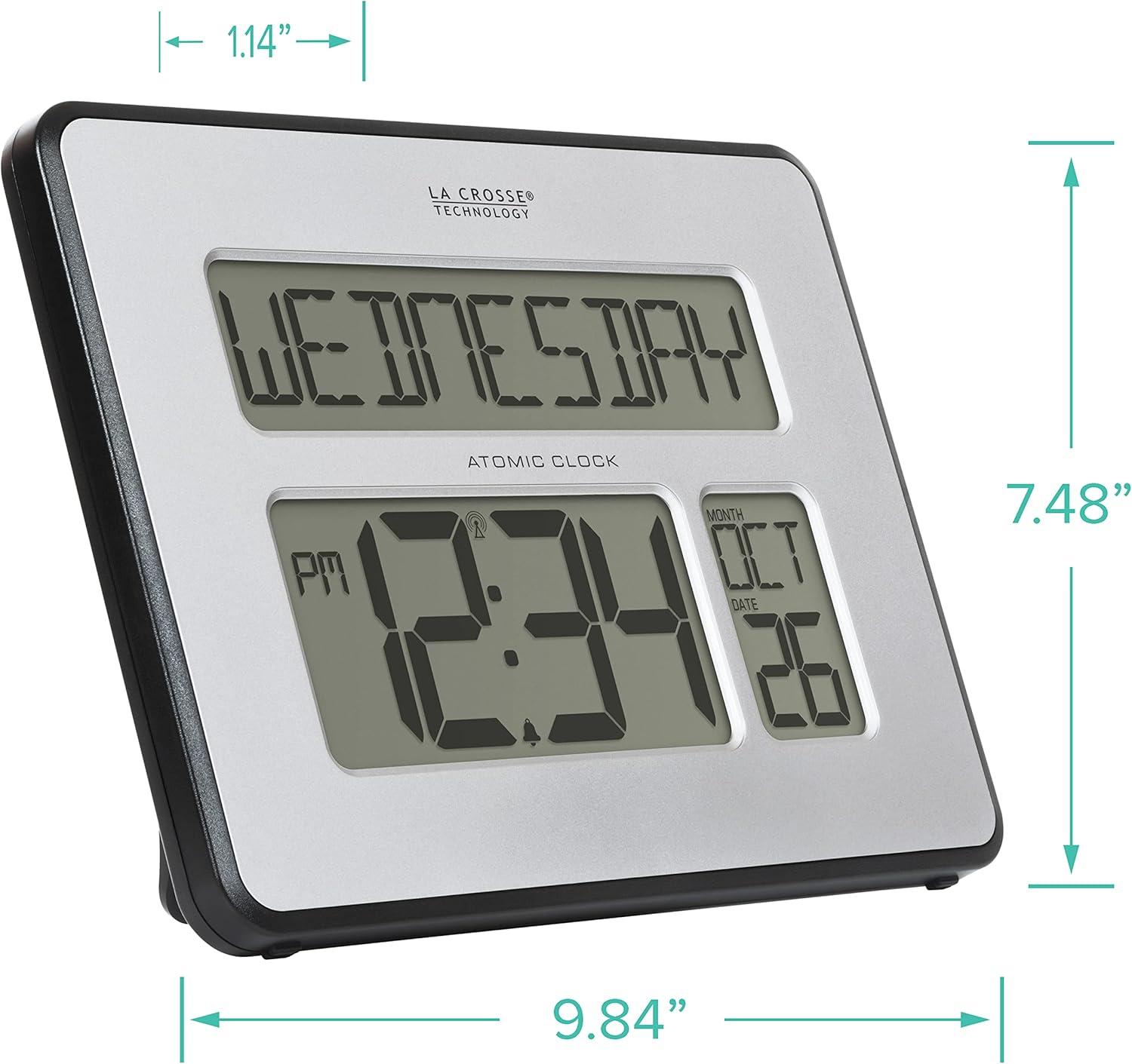 La Crosse Technology Backlight Atomic Full Calendar Clock with Extra-Large Digits, 513-1419BL-INT