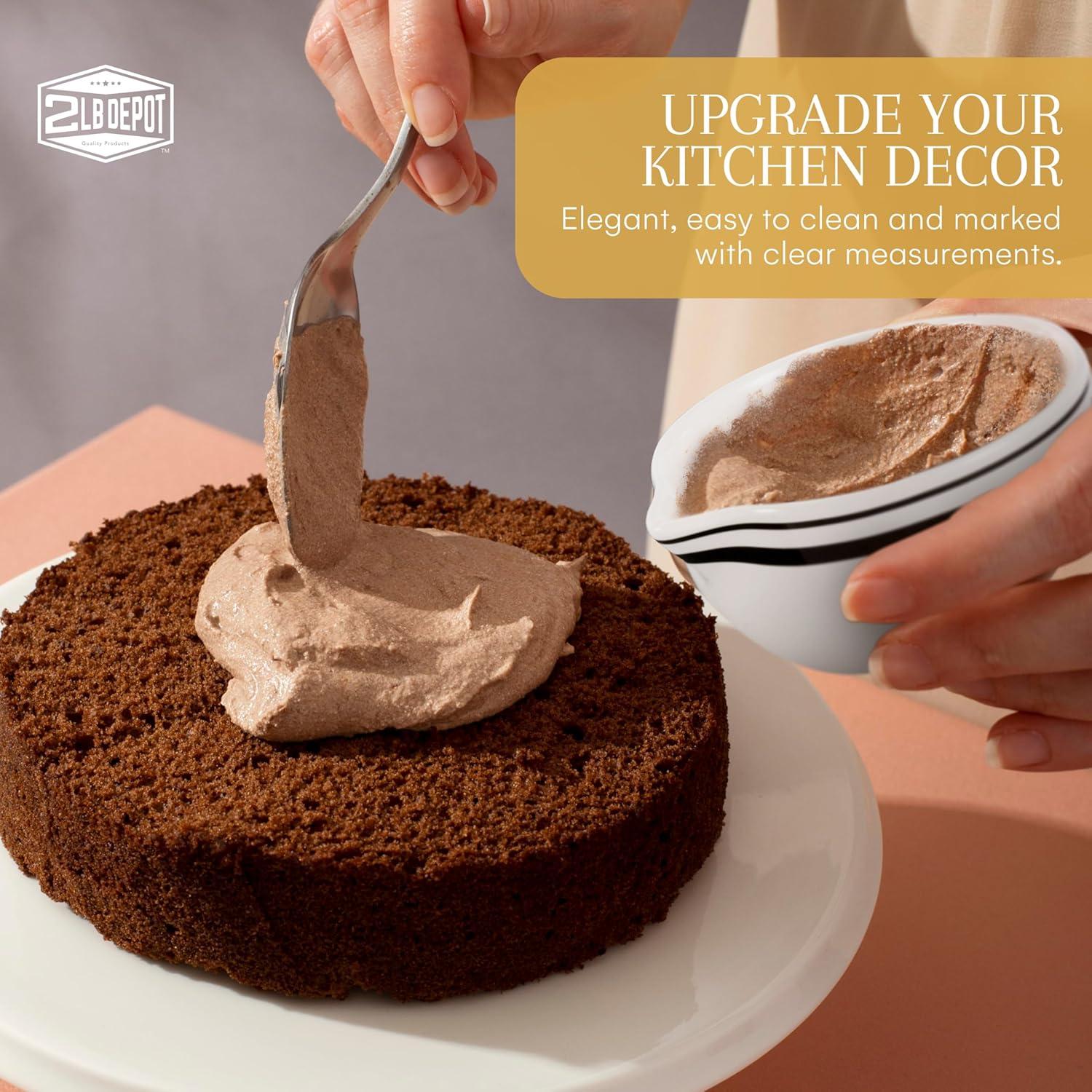 2LB Depot Ceramic Measuring Cups Set of 4 - Precise Cooking Measurements - Modern Design for Kitchen, Wet & Dry Ingredients - Dishwasher Safe - 4 Cups Sizes - 1 cup, 1/2 cup, 1/3 cup, 1/4 cup
