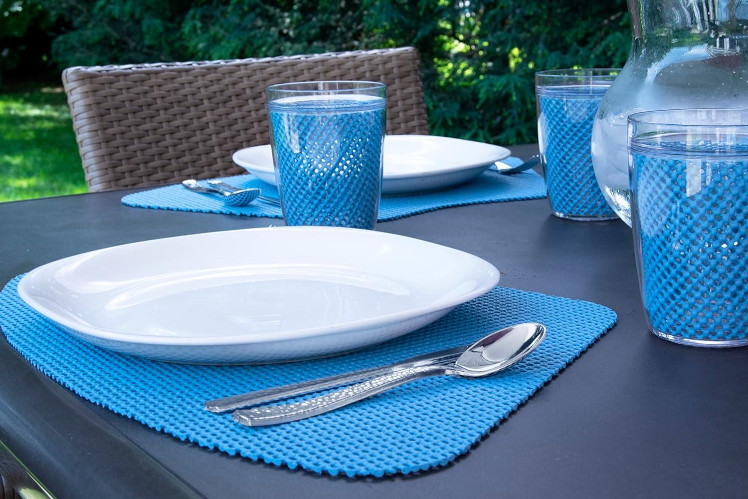 Kraftware Fishnet Wedge Placemats to Add Color to Any Round Outdoor Table (Set of 6) Niagara Blue