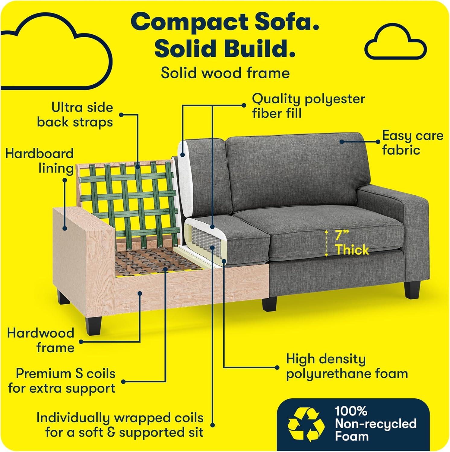 Serta Palisades Upholstered Tool-Free Assembly Straight Arm 78" Sofa for Living Room