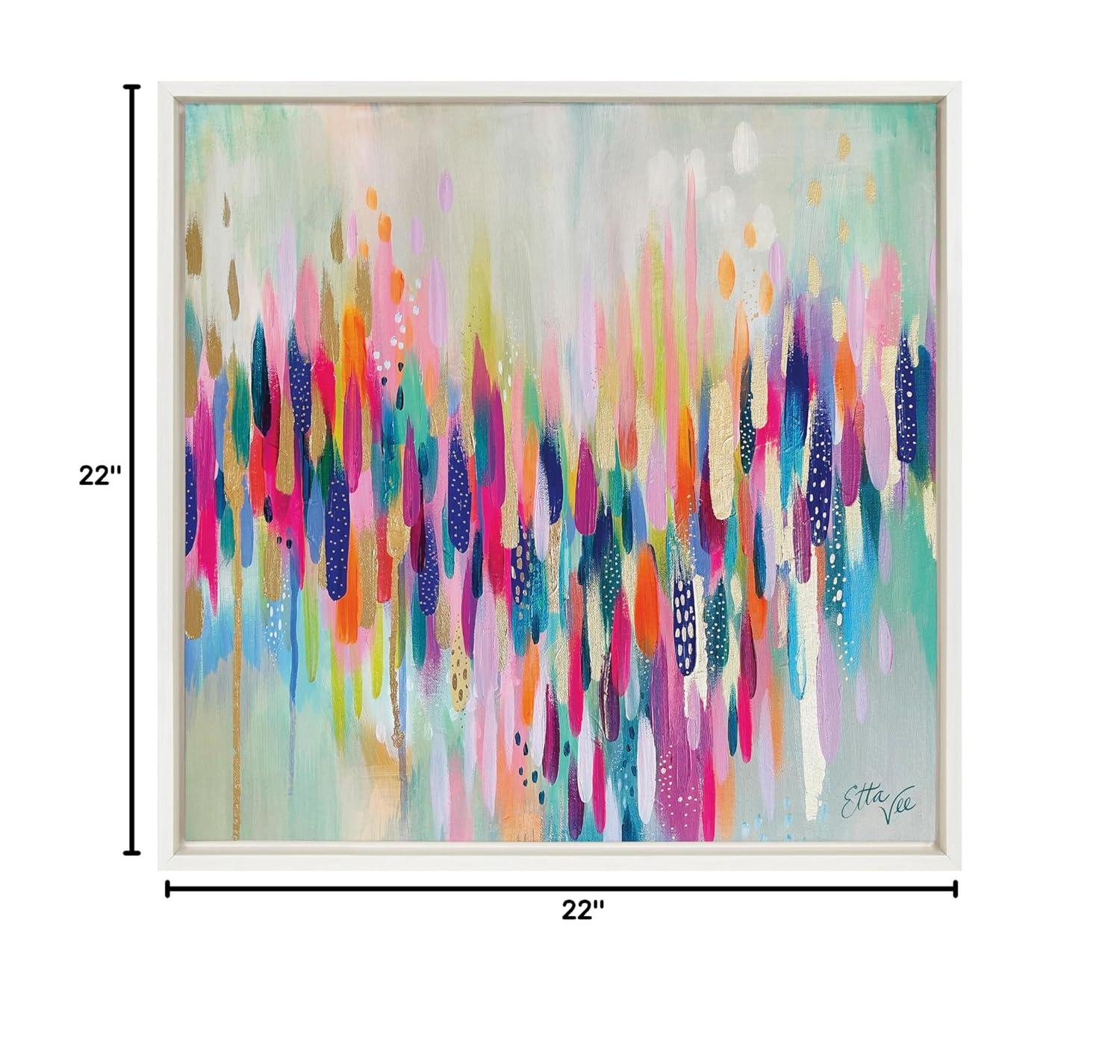Kate & Laurel All Things Decor 22"x22" Sylvie Brushstroke 154 Wall Art by EttaVee White: Modern Canvas, Framed Digital Art, Spring Theme