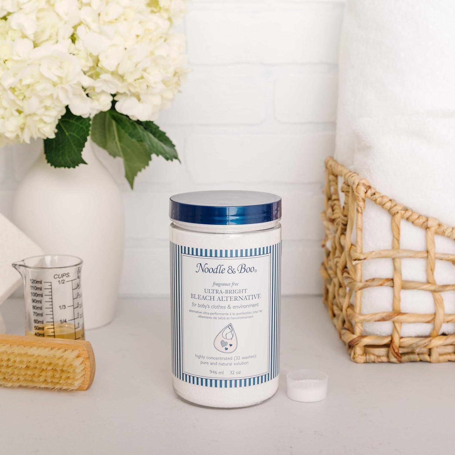 Noodle & Boo Ultra-Bright Newborn Baby Oxygen Bleach Alternative, Concentrated Powder No Chlorine Non-Toxic Fragrance-Free, Sensitive Skin, Hypoallergenic, 32 Wash Loads, 16 oz