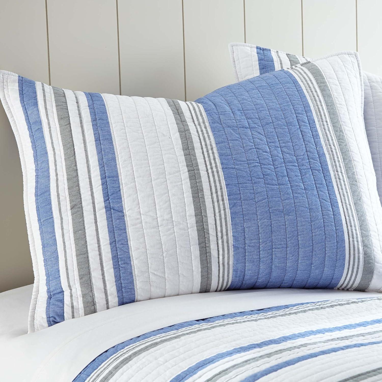 St Bart Coastal Quilt Set - Full/Queen Quilt and Two Standard Shams Blue - Levtex Home