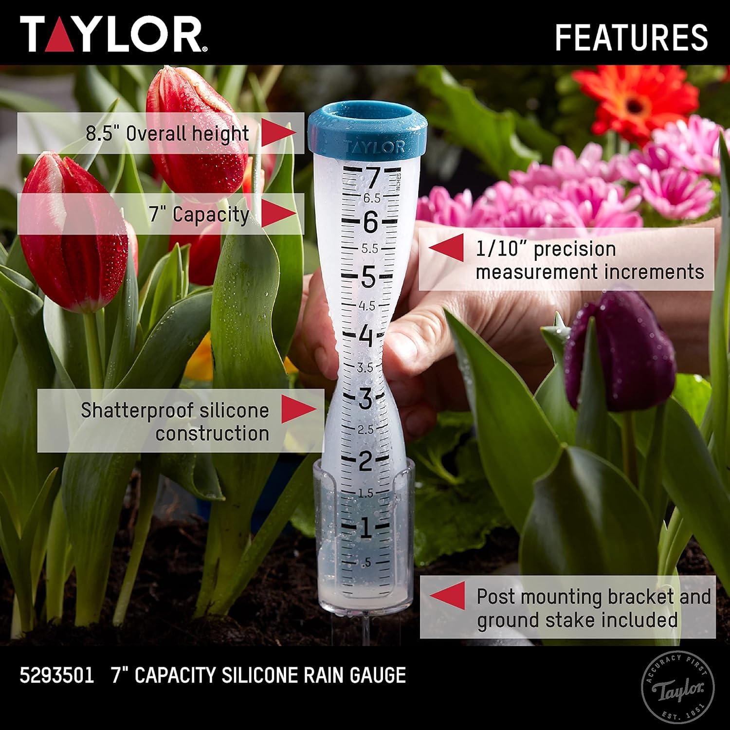 Taylor® Precision Products 7-In. Capacity Silicone Rain Gauge in Clear