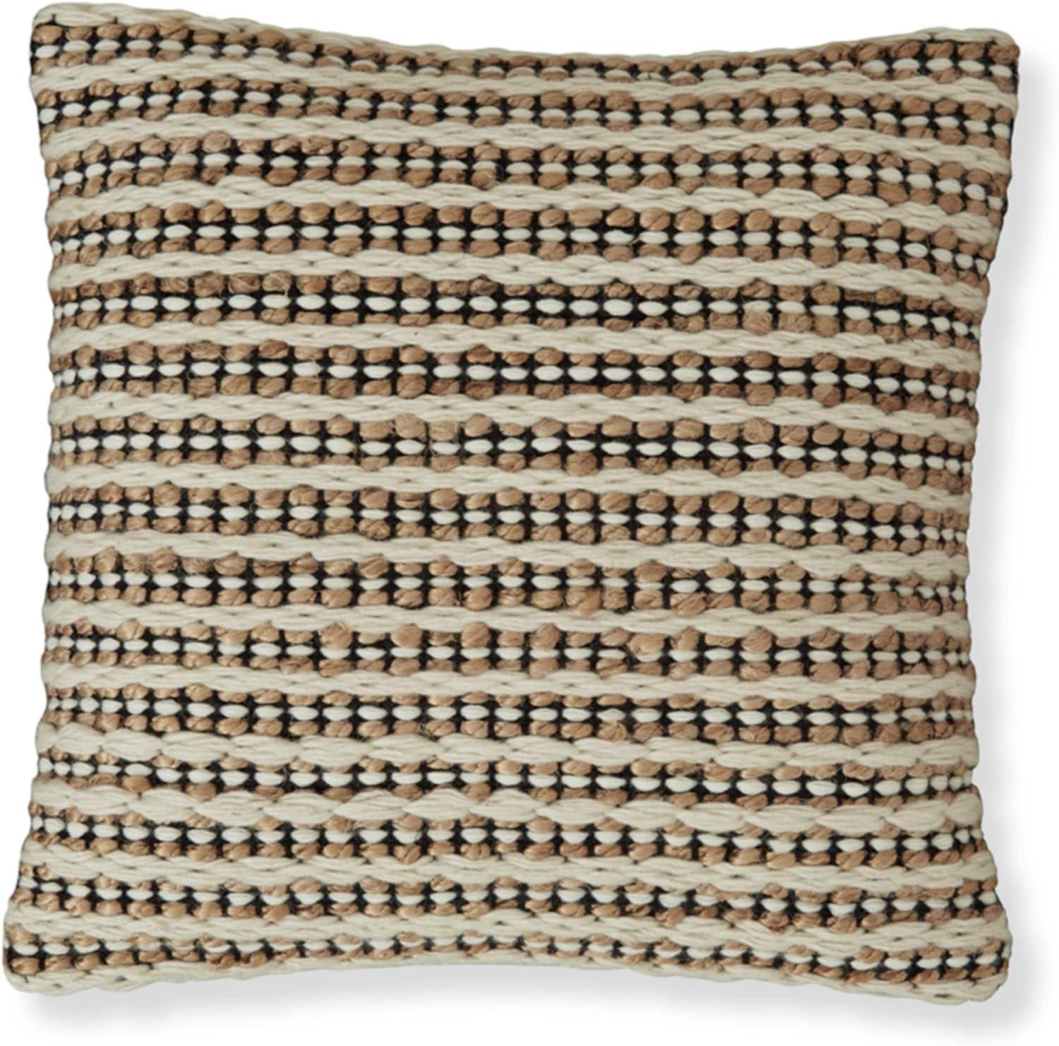 Nealington 20" Square Wool and Jute Striped Pillow