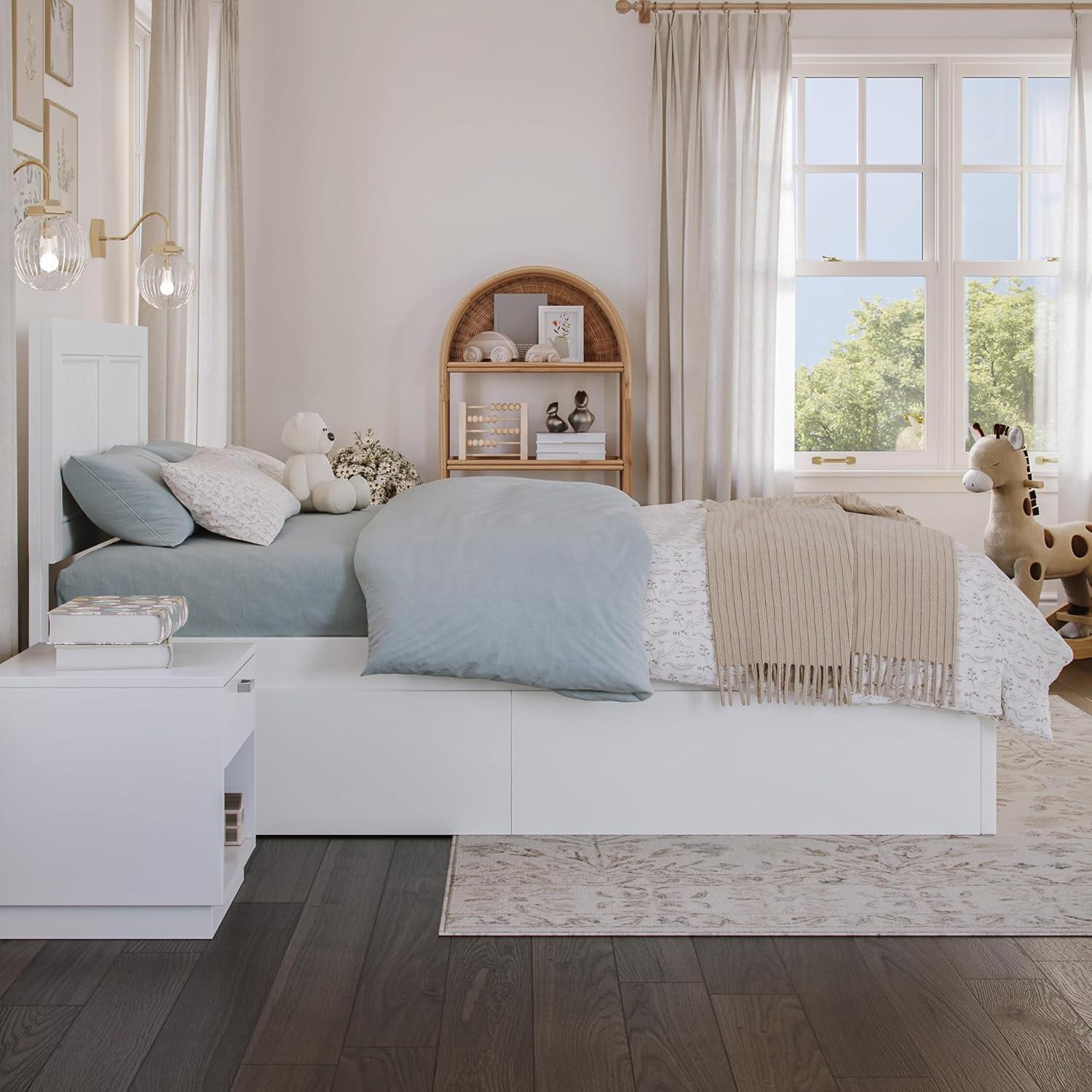 AFI Canyon White Solid Wood Platform Bed with Matching Footboard & Storage Drawers, King